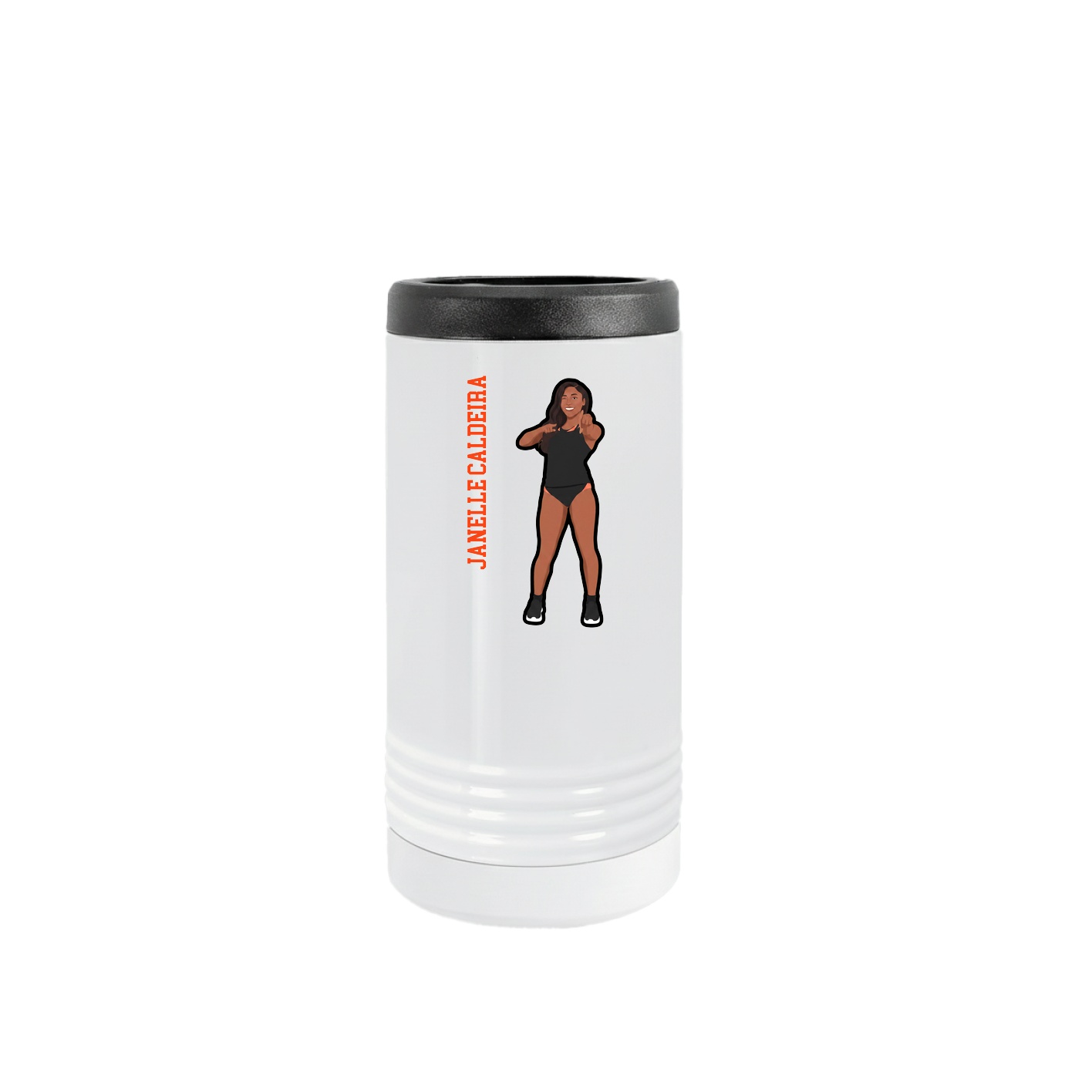 Slim Beverage Holder — Name Vertical in White