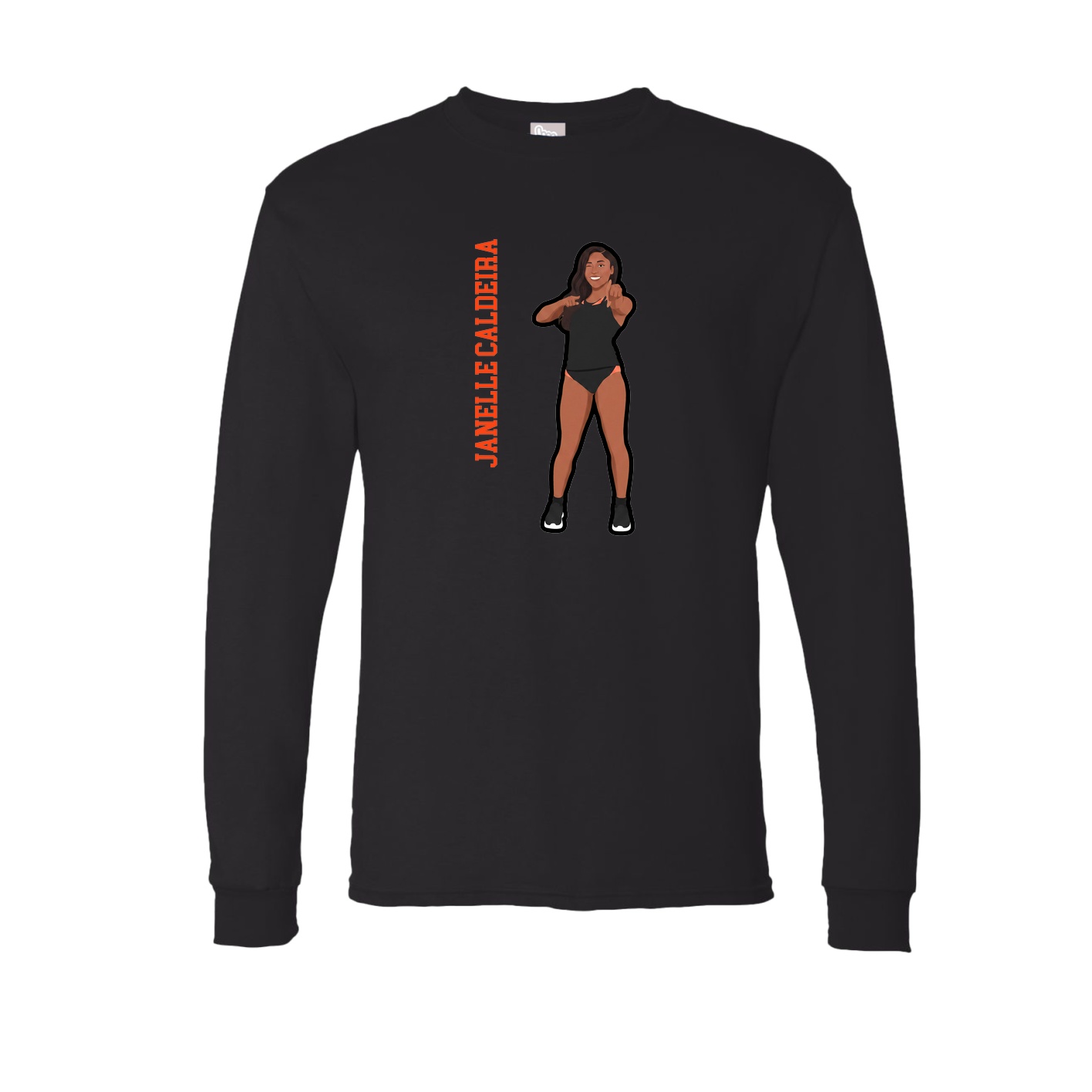 Long Sleeve Tee — Name Vertical in Black