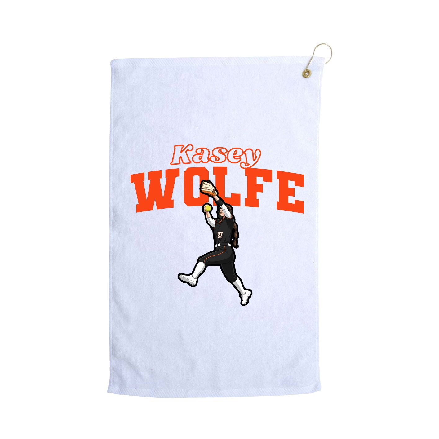 Golf Towel — Name Arch in White