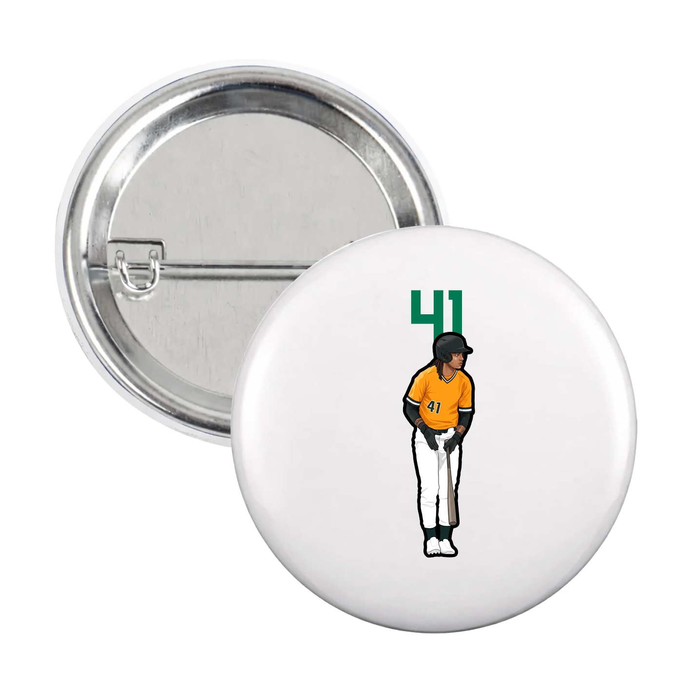 Game Day Button — Number Top in White