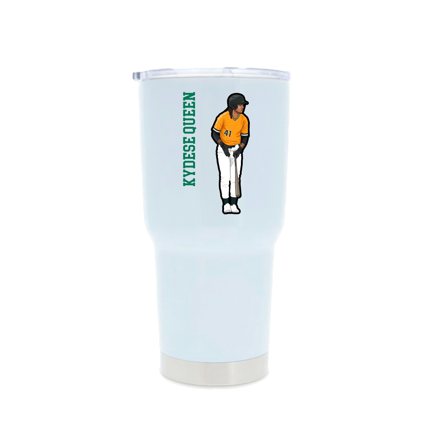 30oz Stainless Steel Tumbler — Name Vertical in White