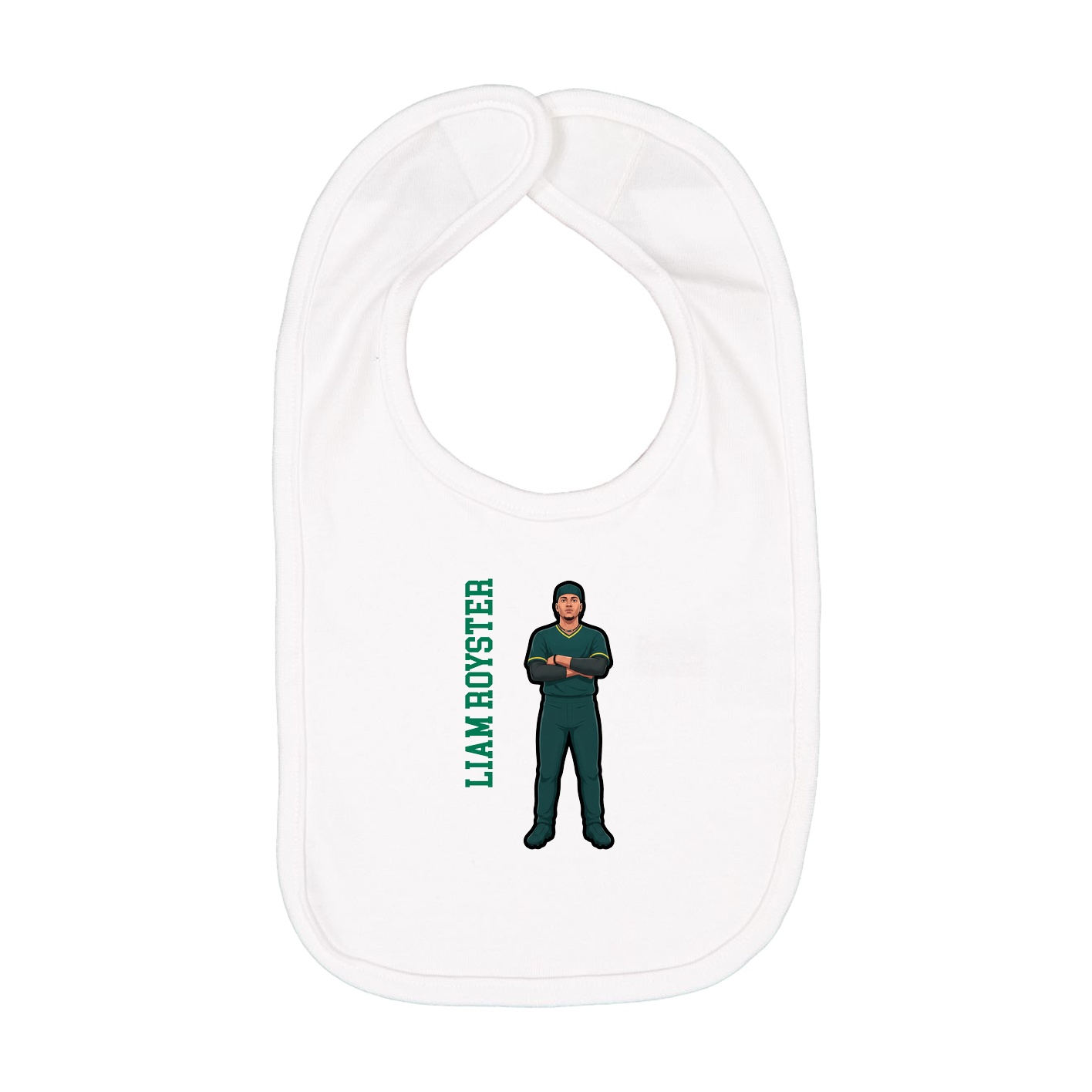 Infant Bib — Name Vertical in White