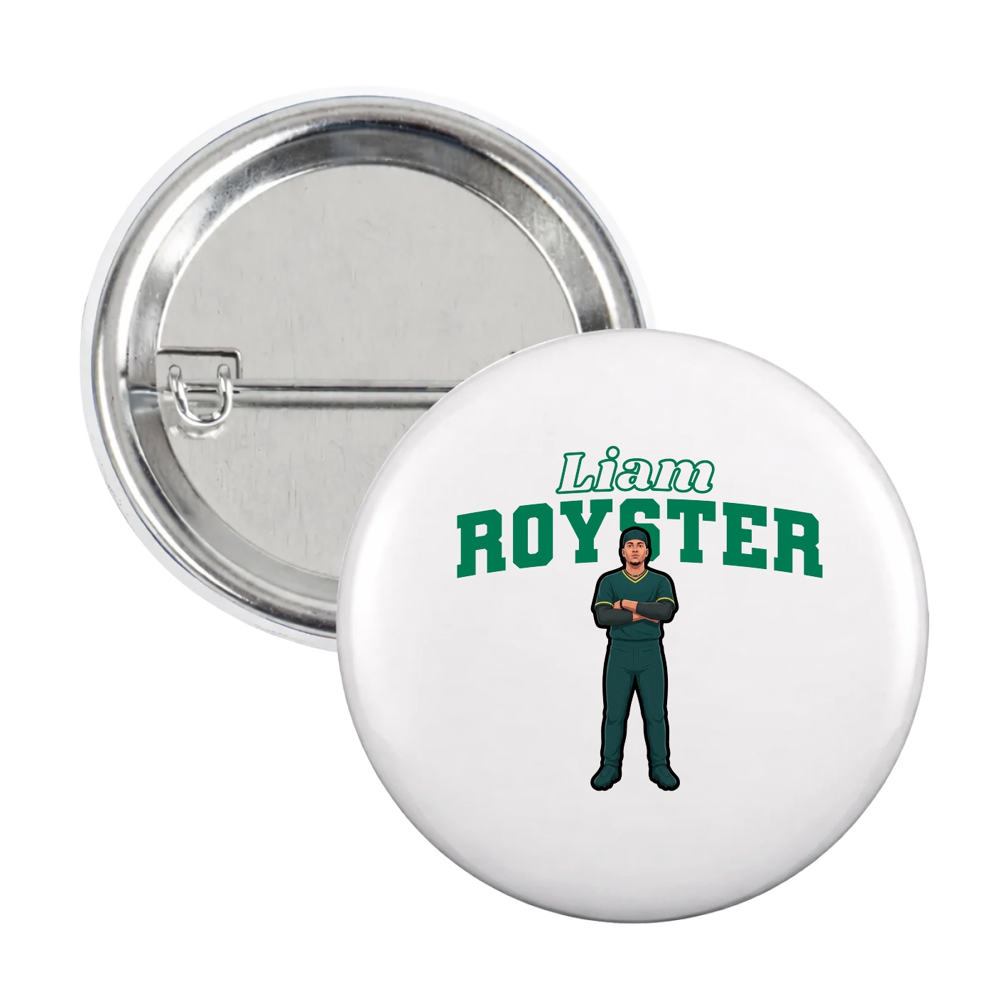 Game Day Button — Name Arch in White