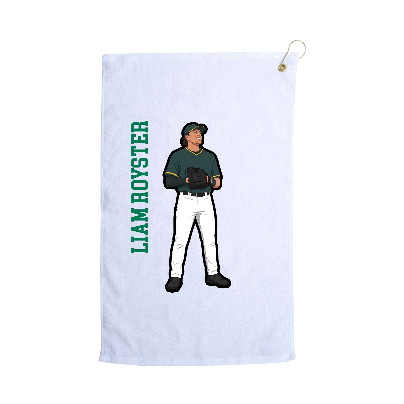 Golf Towel — Name Vertical in White