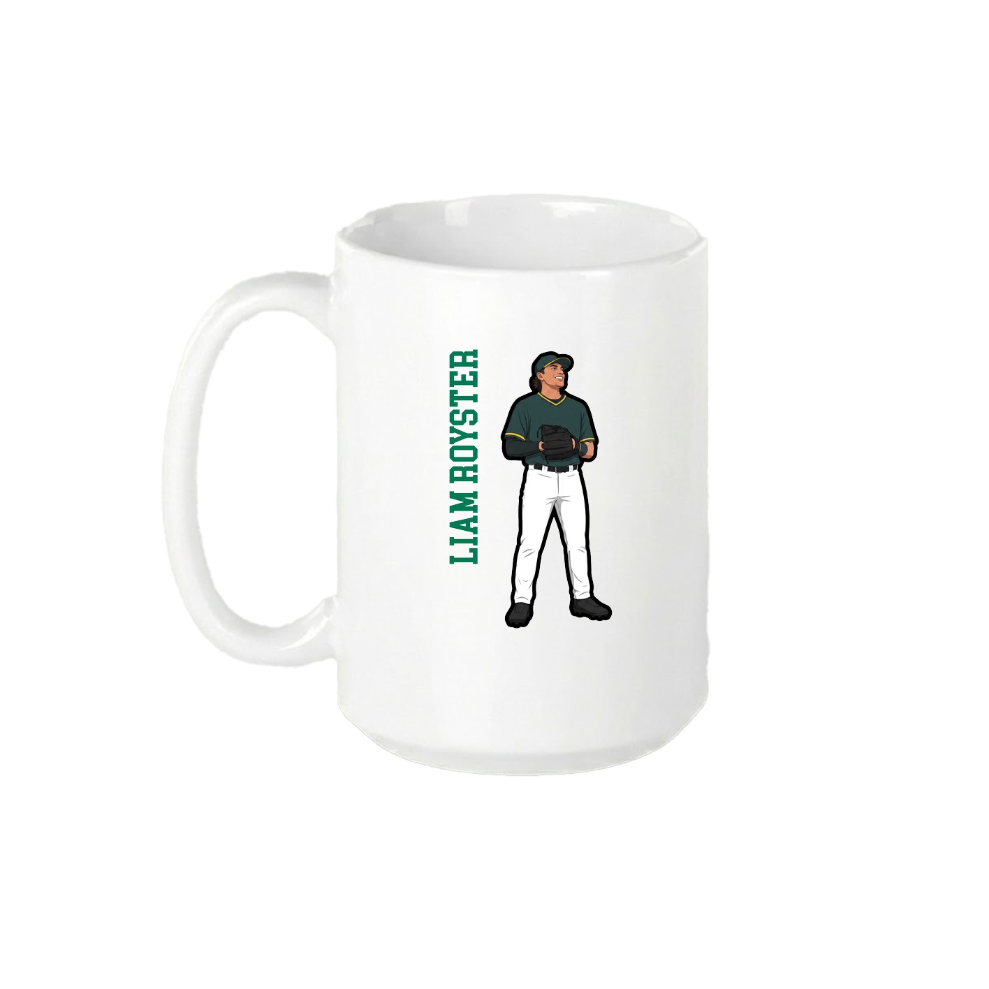 15oz Coffee Mug — Name Vertical in White
