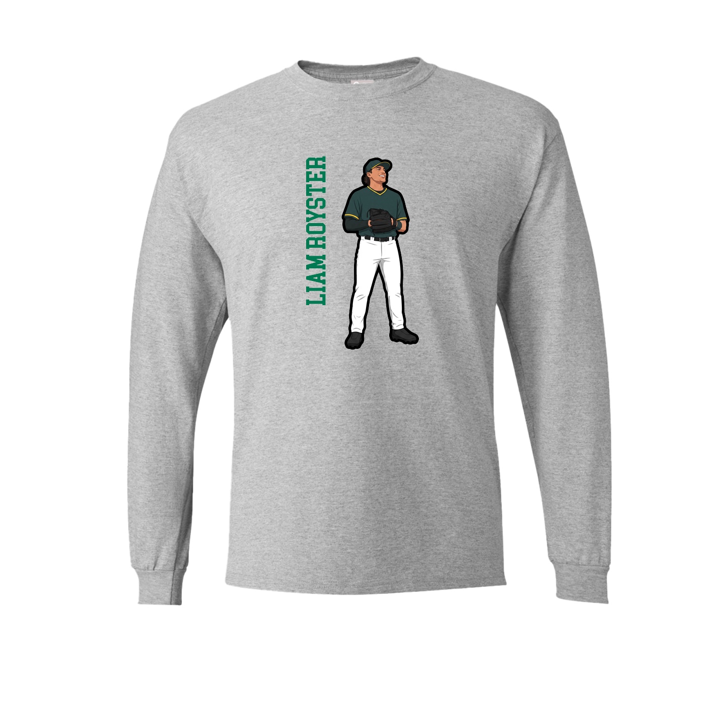 Long Sleeve Tee — Name Vertical in Grey