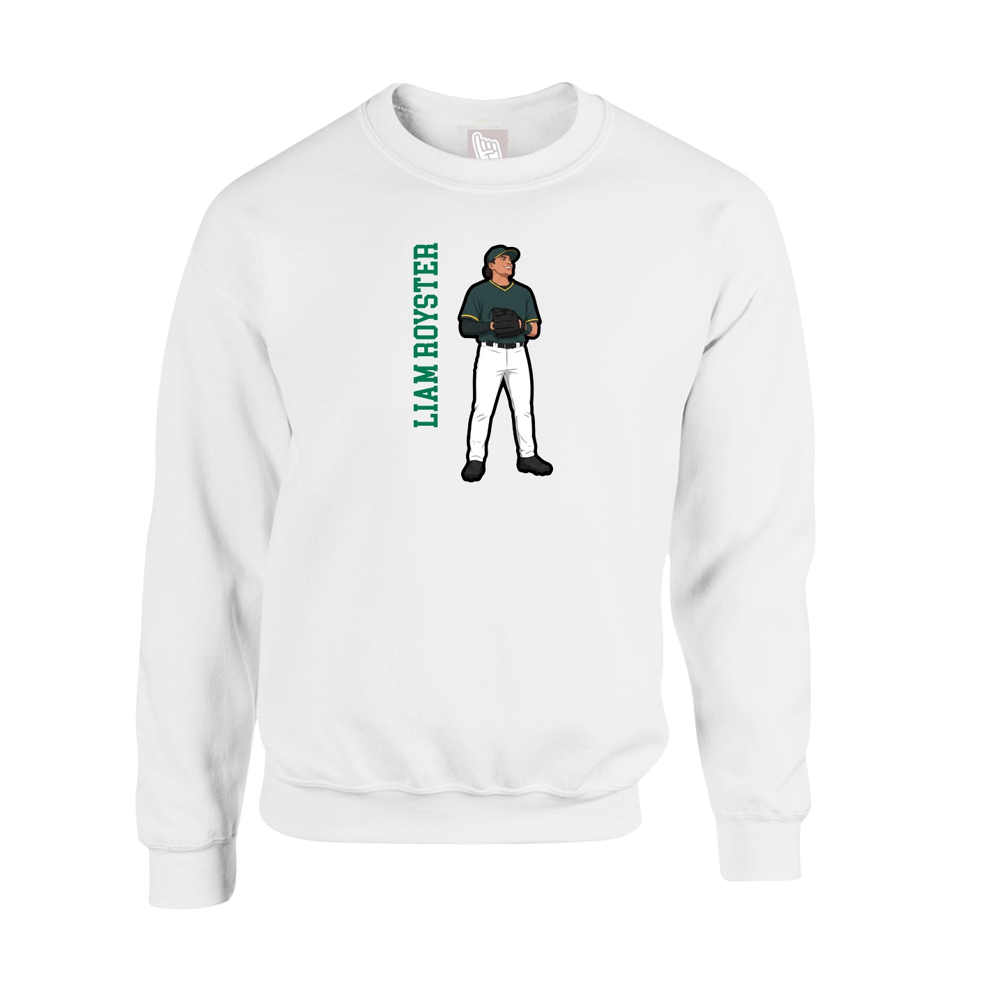 Fleece Crew — Name Vertical in White