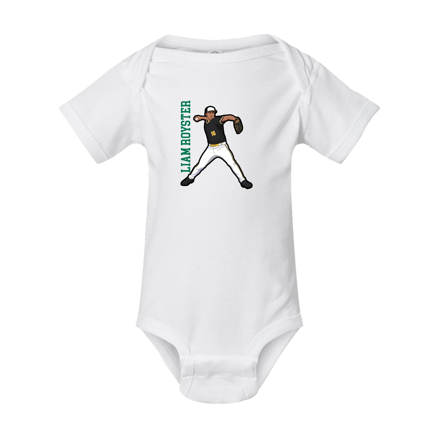 Baby Onesie — Name Vertical in White