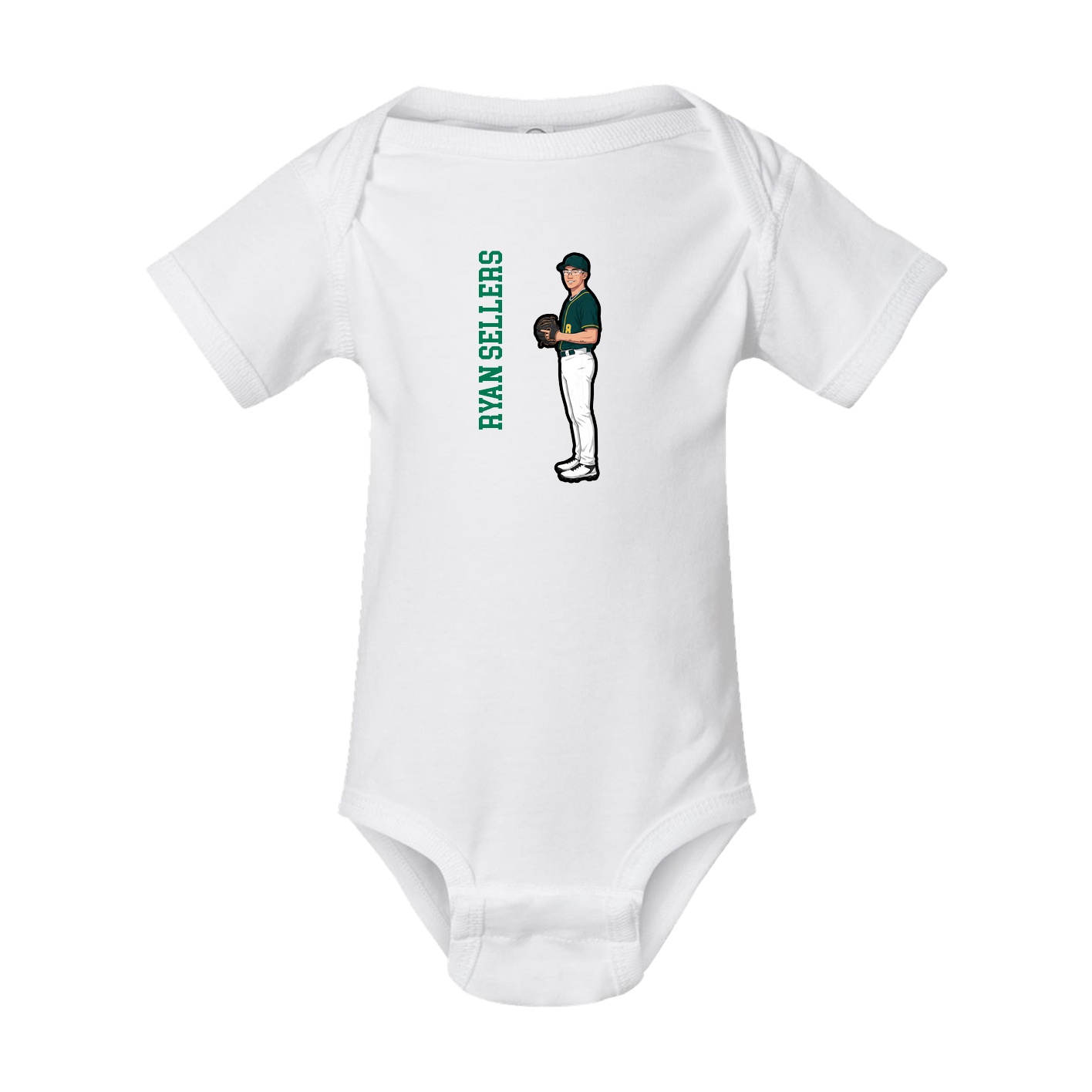 Baby Onesie — Name Vertical in White