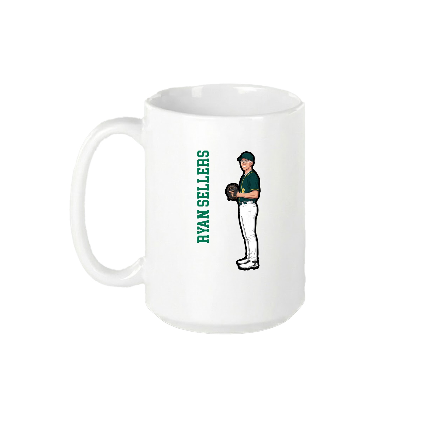 15oz Coffee Mug — Name Vertical in White