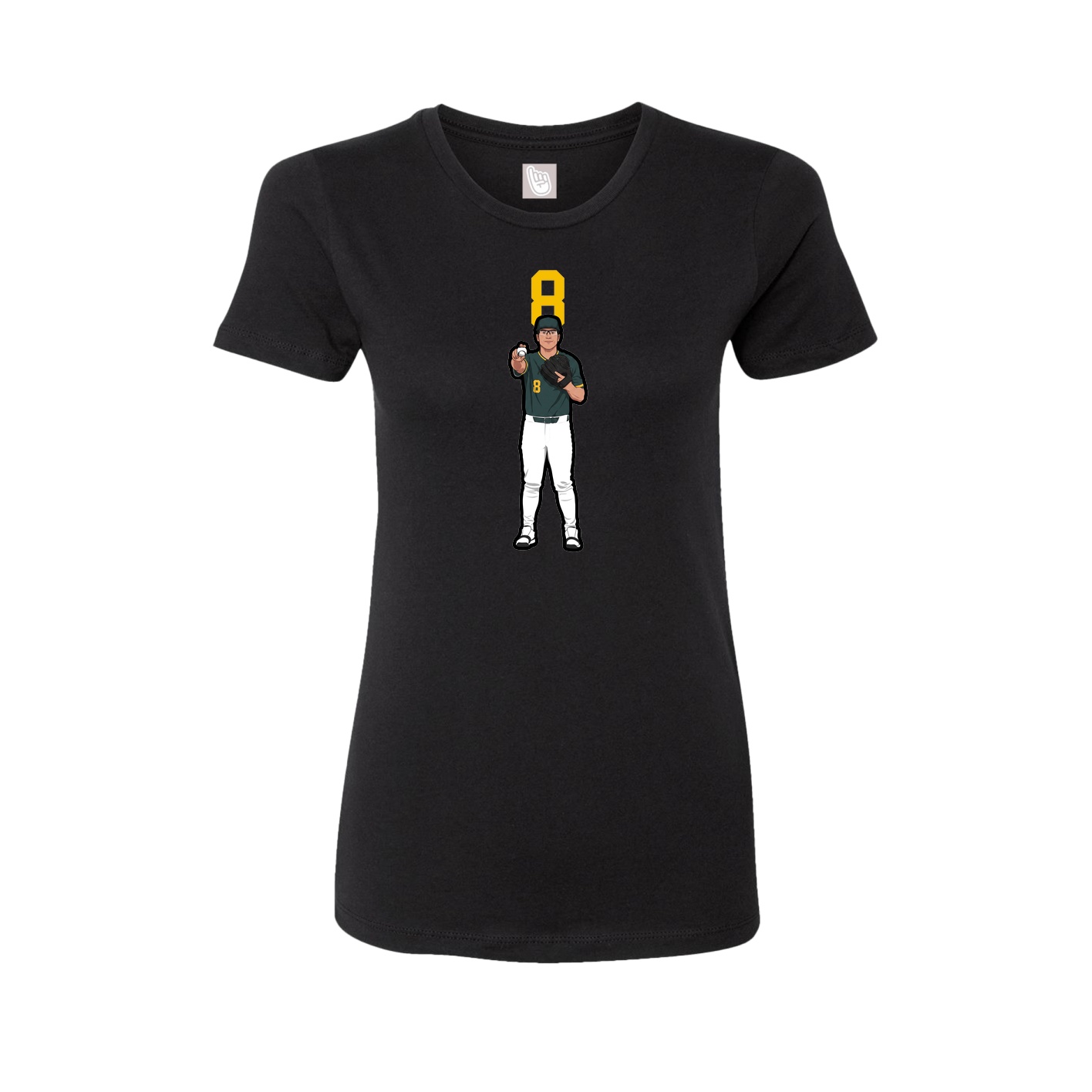 Fitted Women's Tee — Number Top in Black