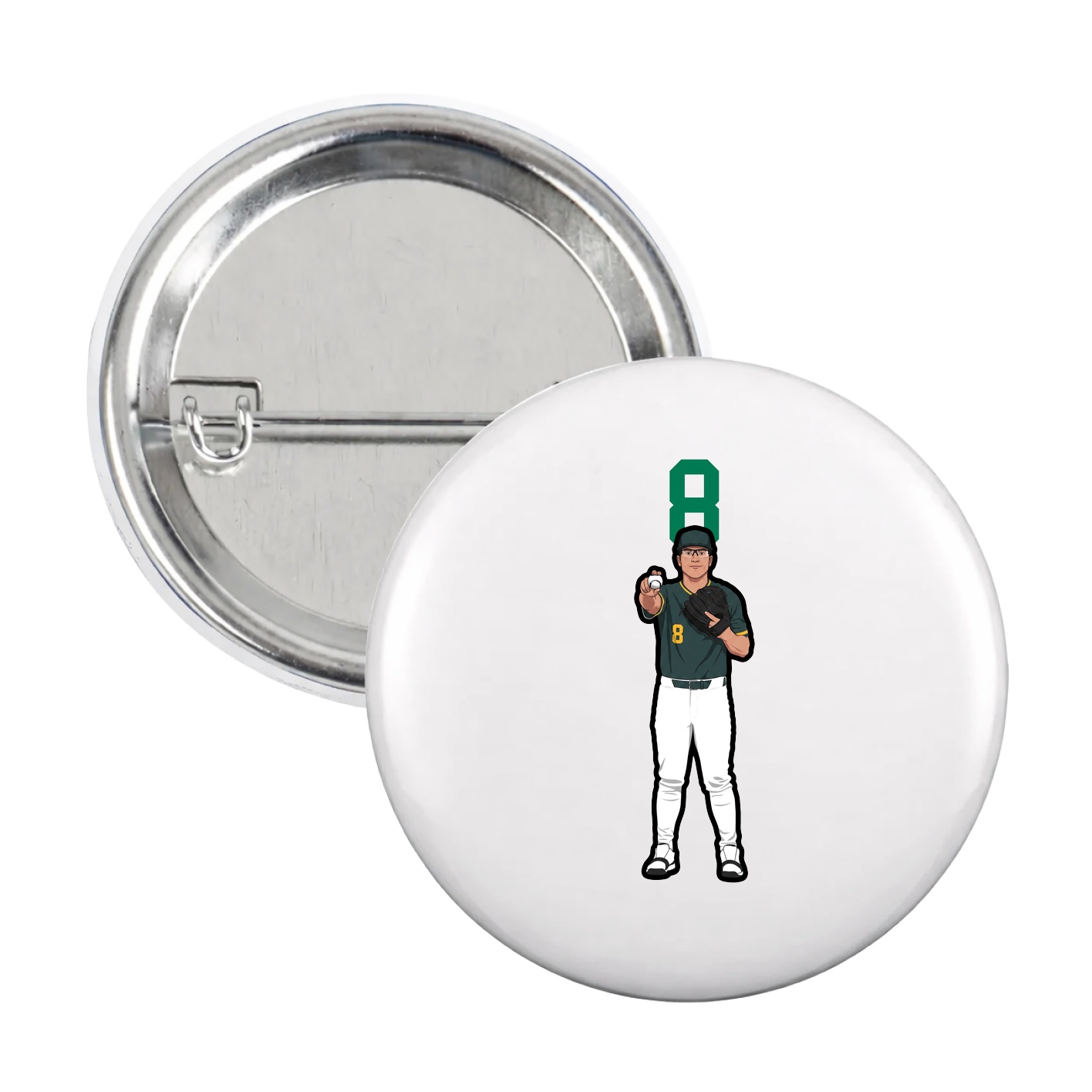 Game Day Button — Number Top in White