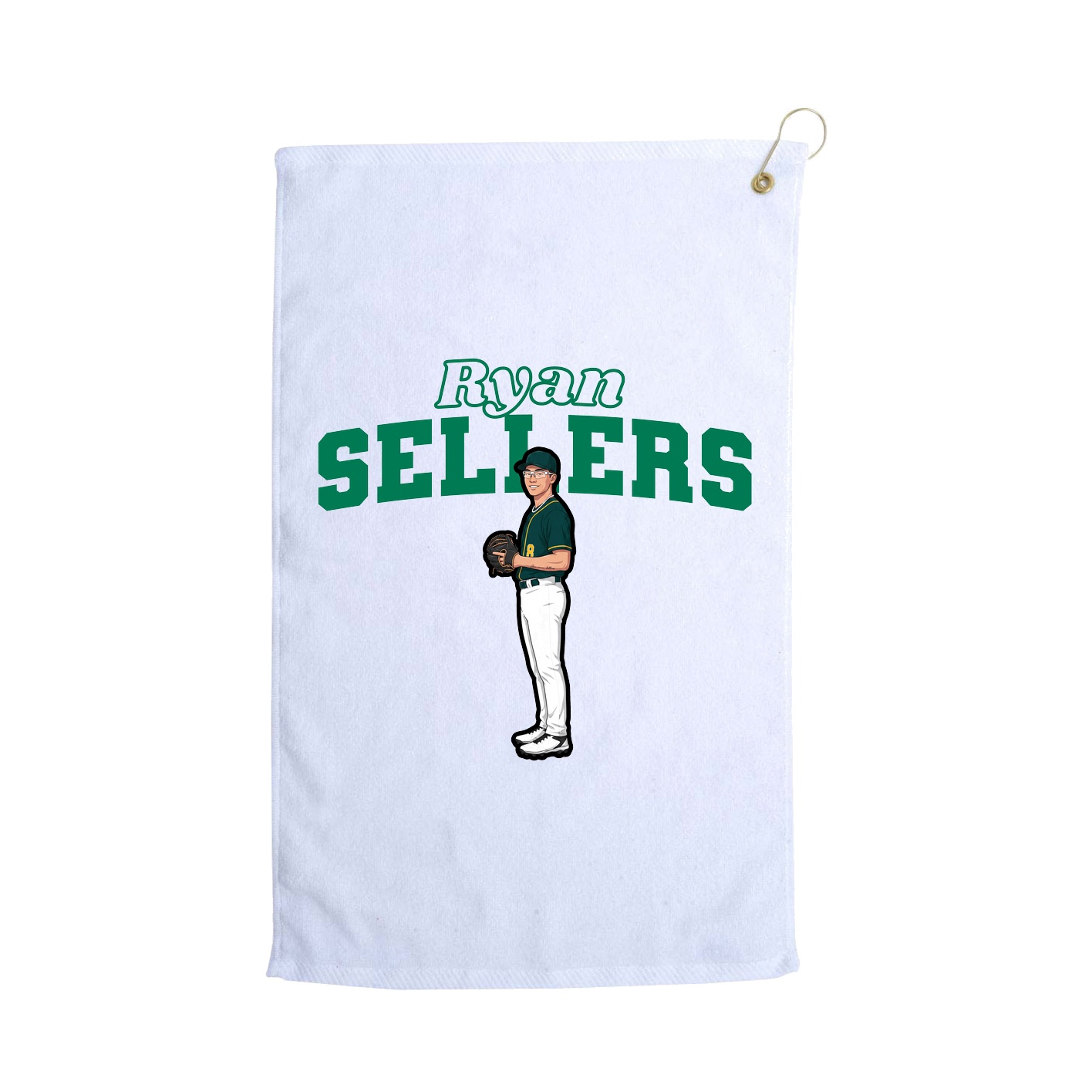 Golf Towel — Name Arch in White