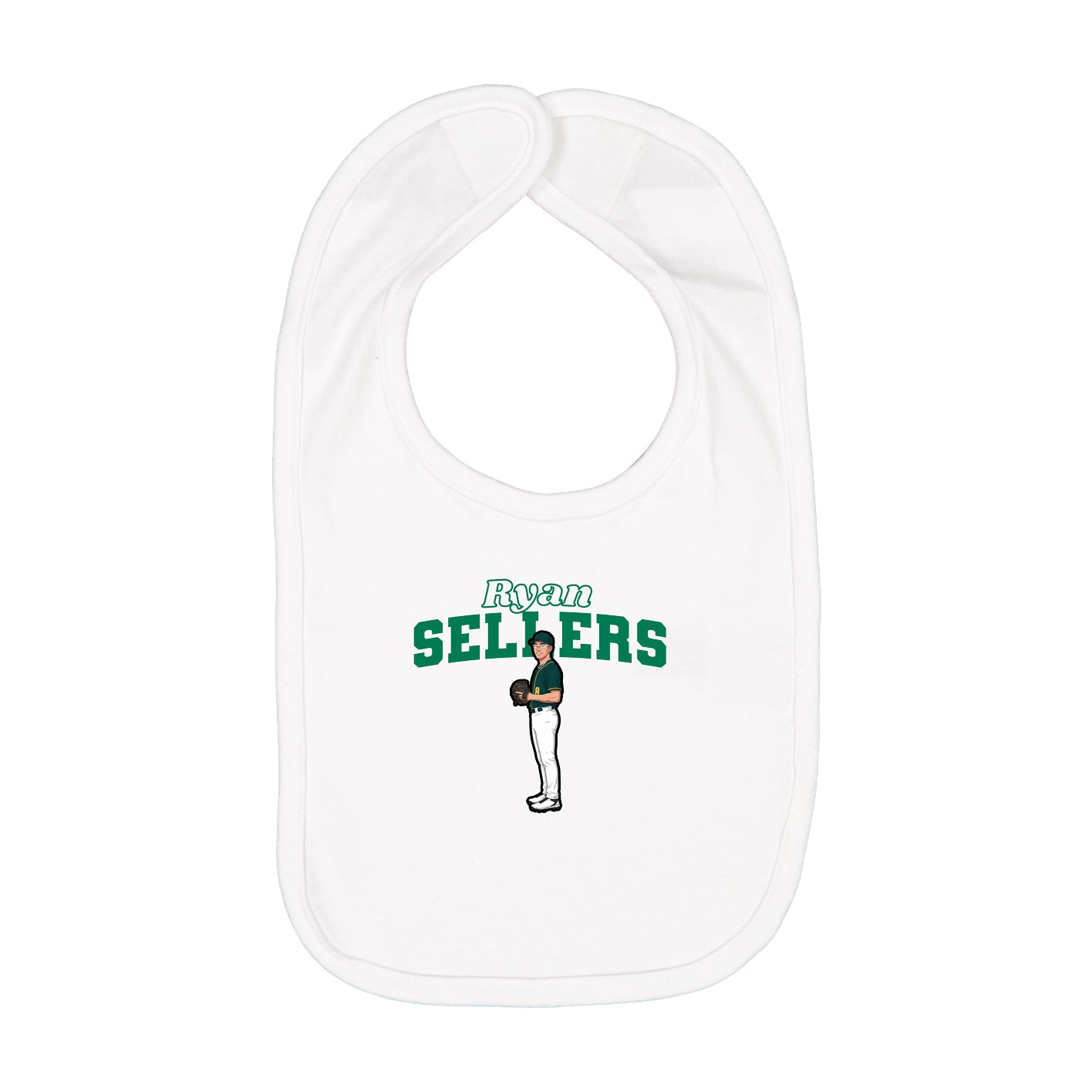 Infant Bib — Name Arch in White