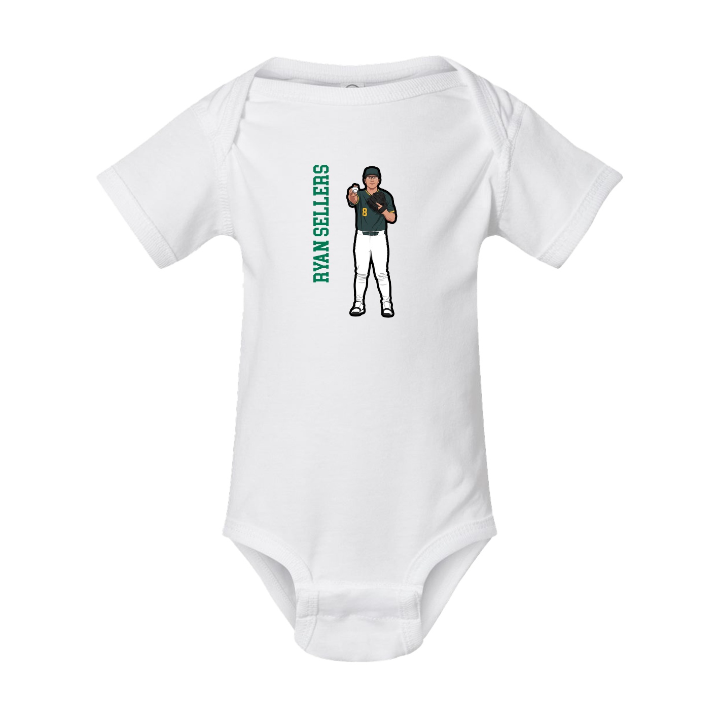 Baby Onesie — Name Vertical in White
