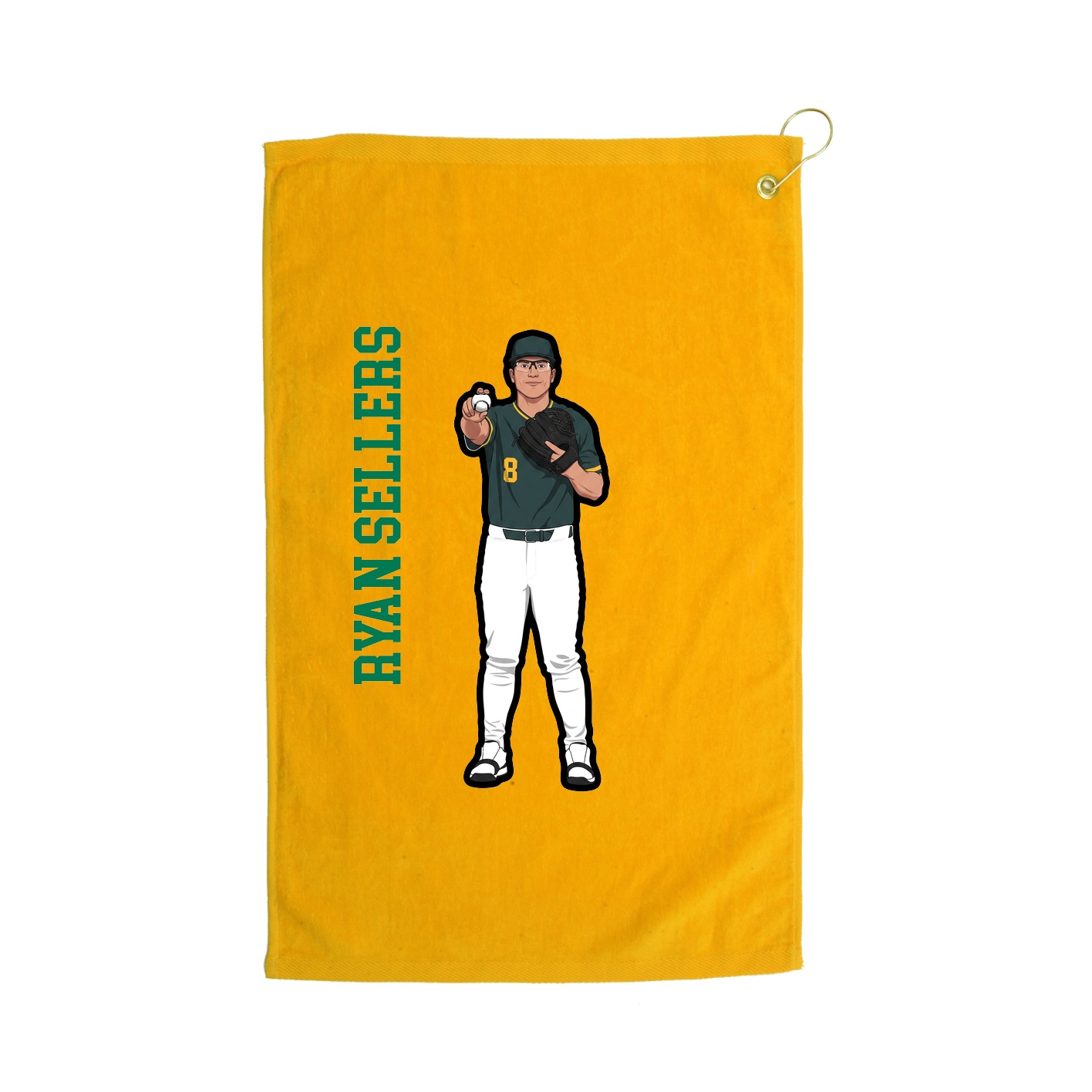 Golf Towel — Name Vertical in Gold