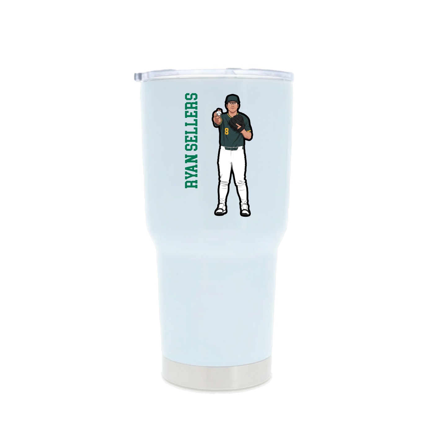 30oz Stainless Steel Tumbler — Name Vertical in White