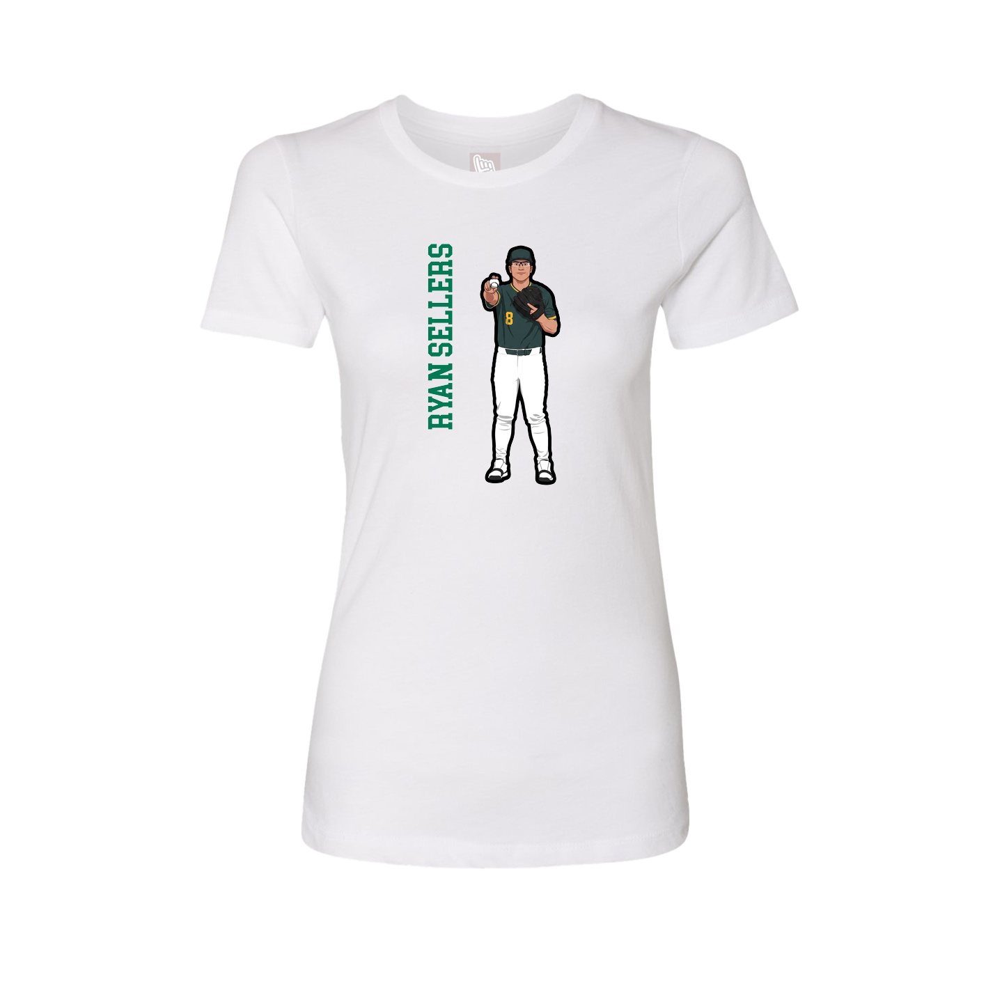 Fitted Women's Tee — Name Vertical in White