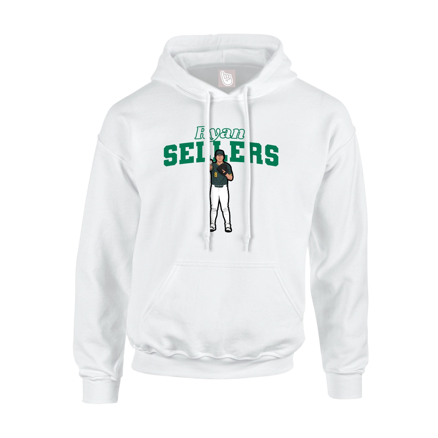 Youth Hoodie — Name Arch in White