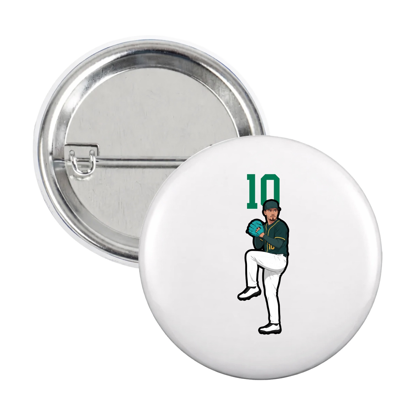 Game Day Button — Number Top in White