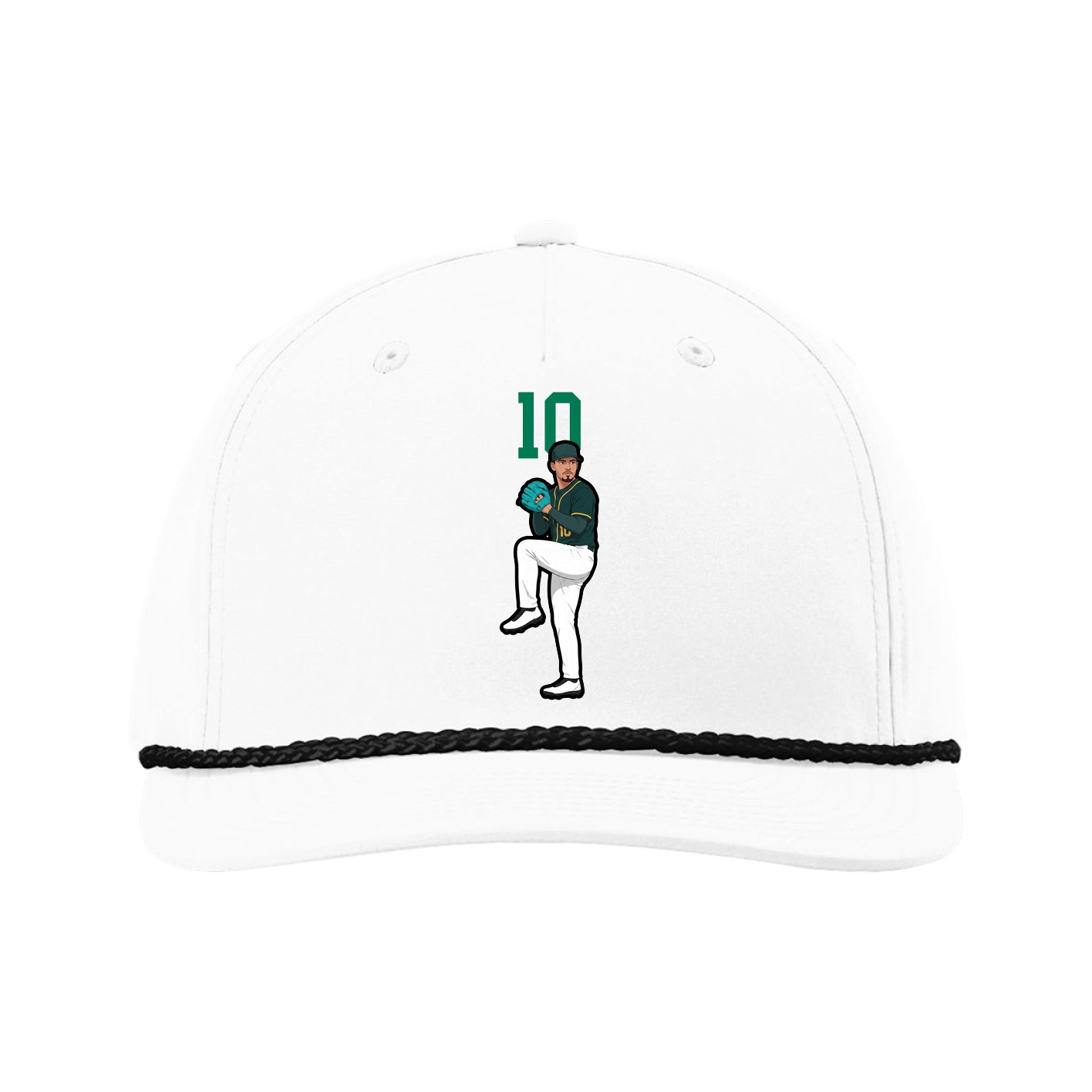 Five-Panel Classic Rope Cap — Number Top in White