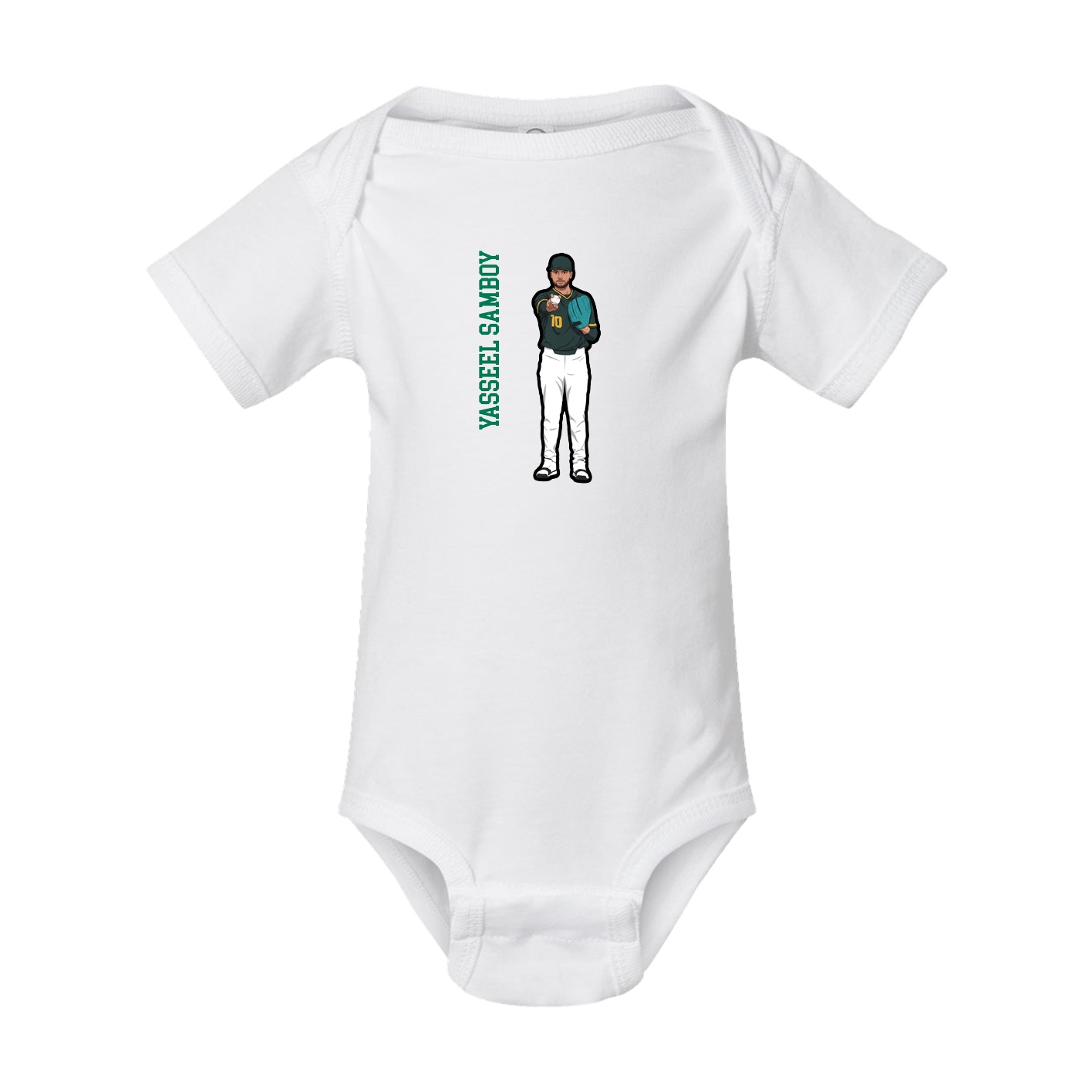 Baby Onesie — Name Vertical in White