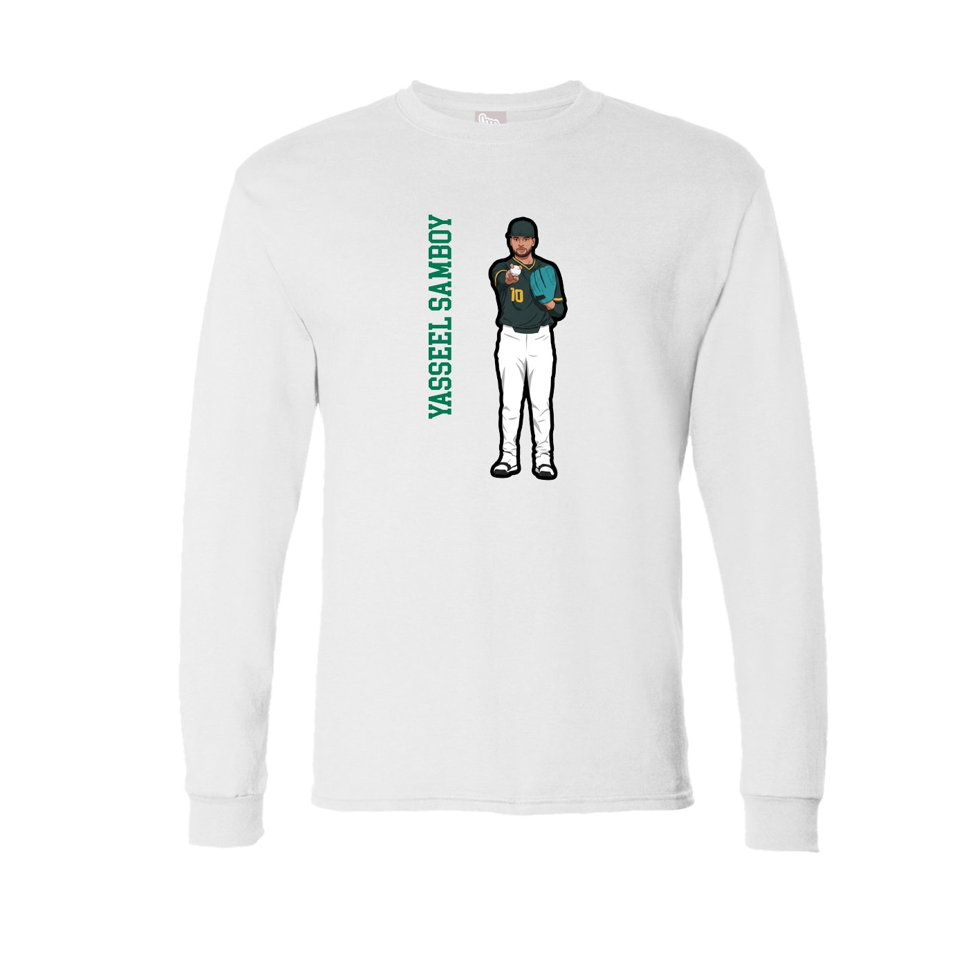 Long Sleeve Tee — Name Vertical in White