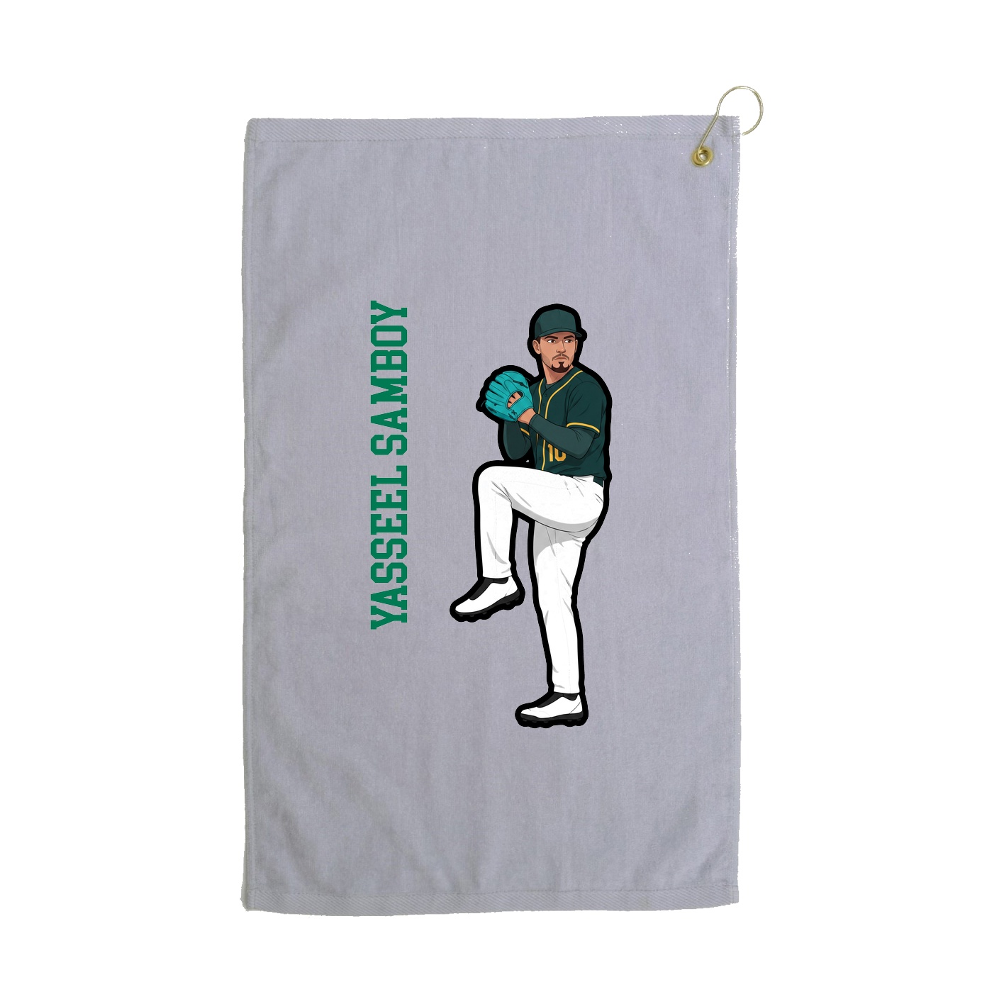 Golf Towel — Name Vertical in Grey