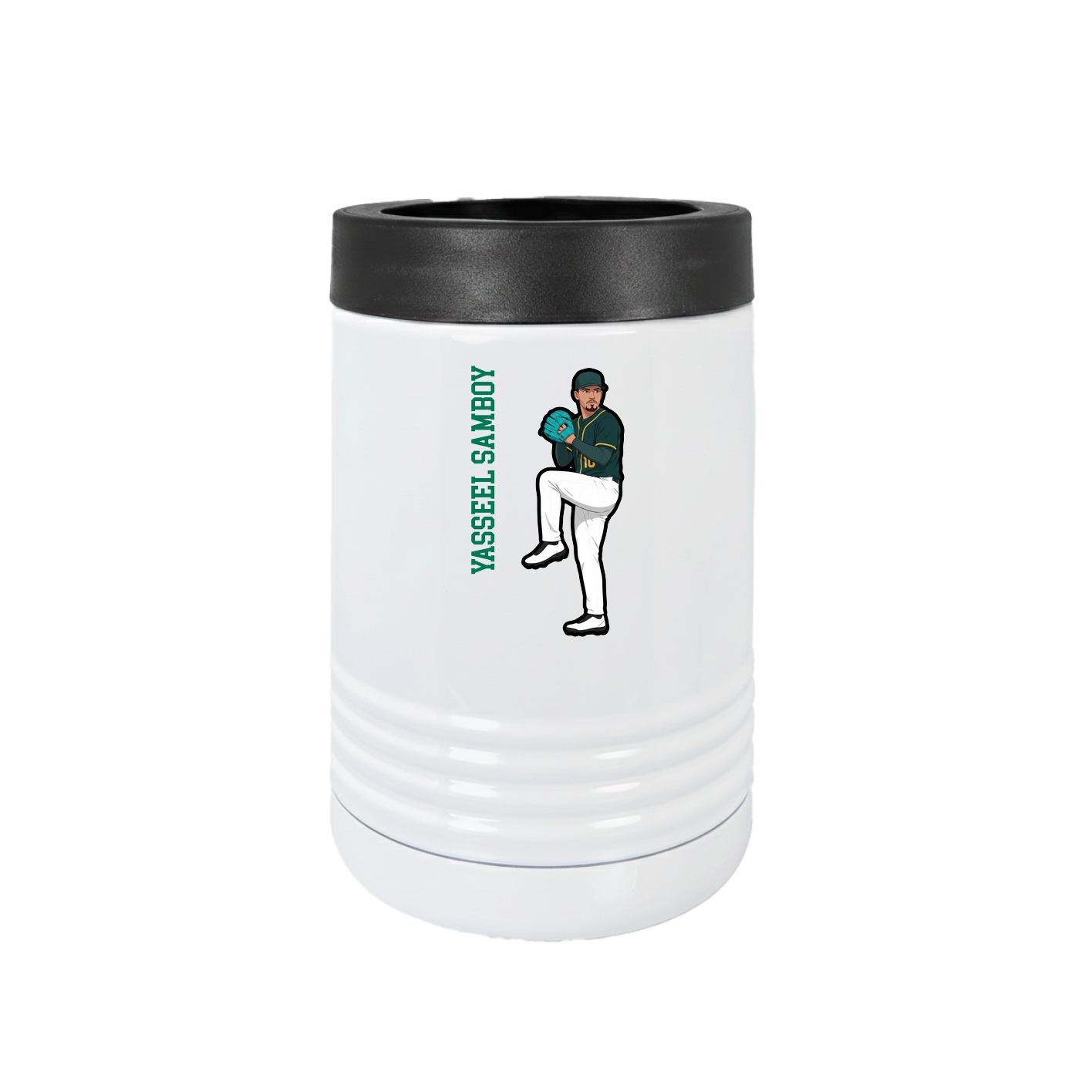Beverage Holder — Name Vertical in White