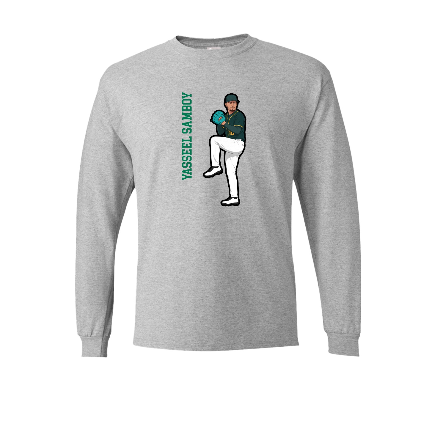 Long Sleeve Tee — Name Vertical in Grey