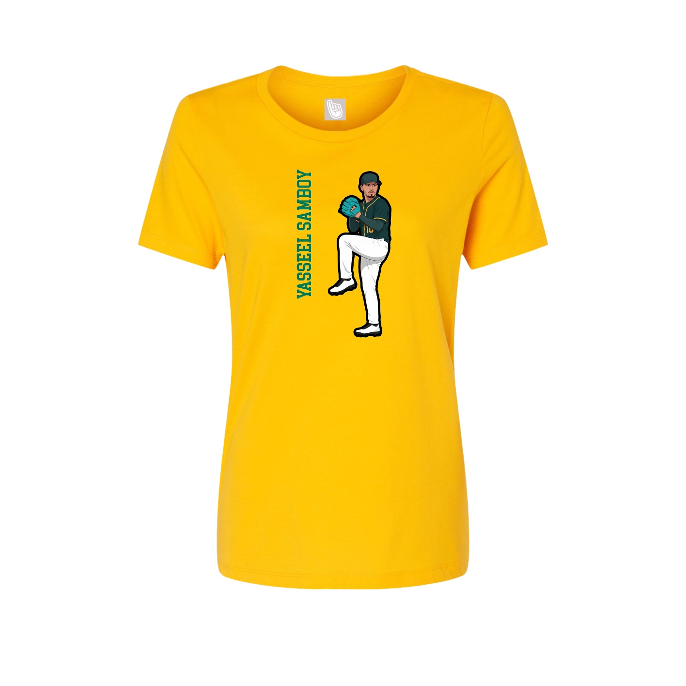 Fitted Women's Tee — Name Vertical in Gold