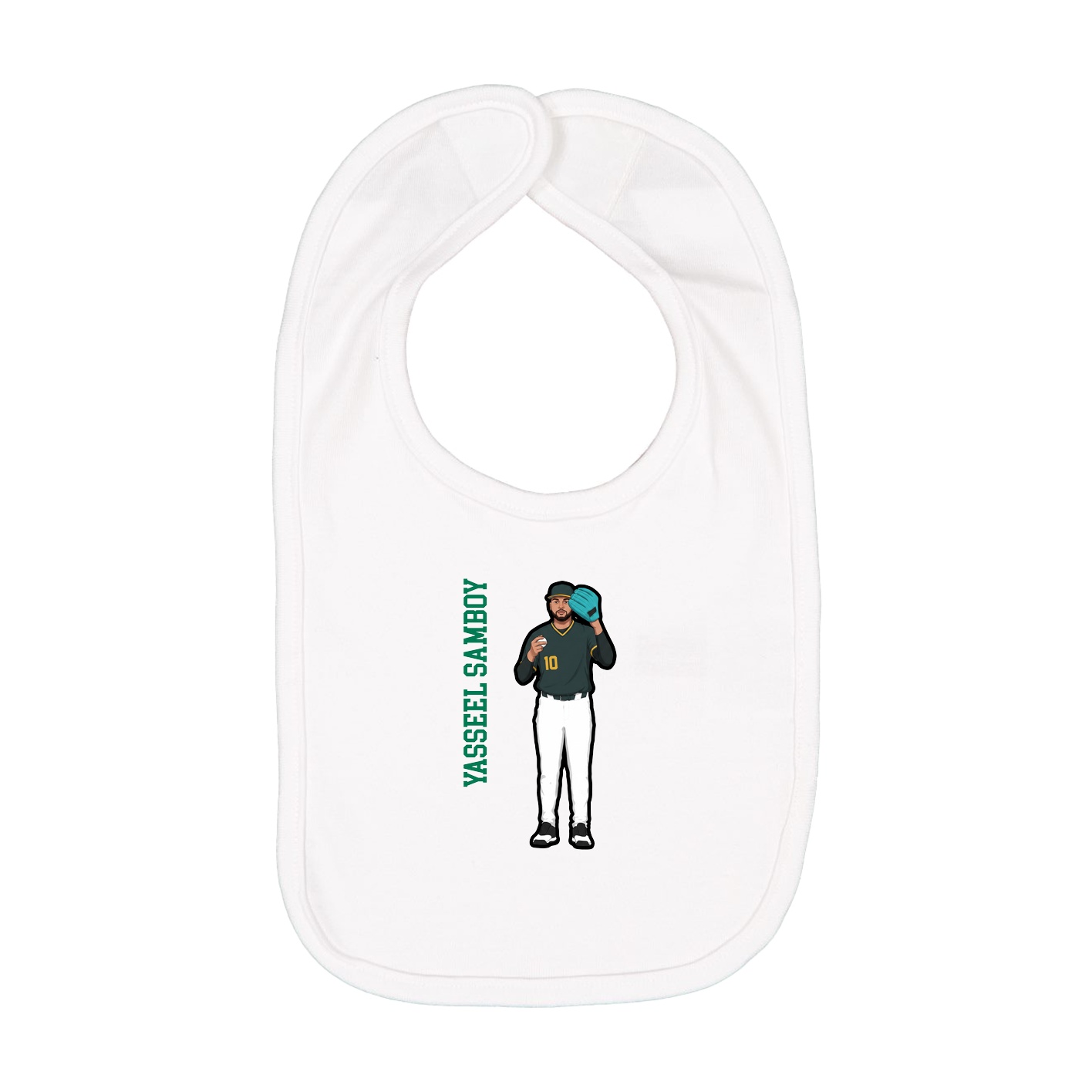 Infant Bib — Name Vertical in White