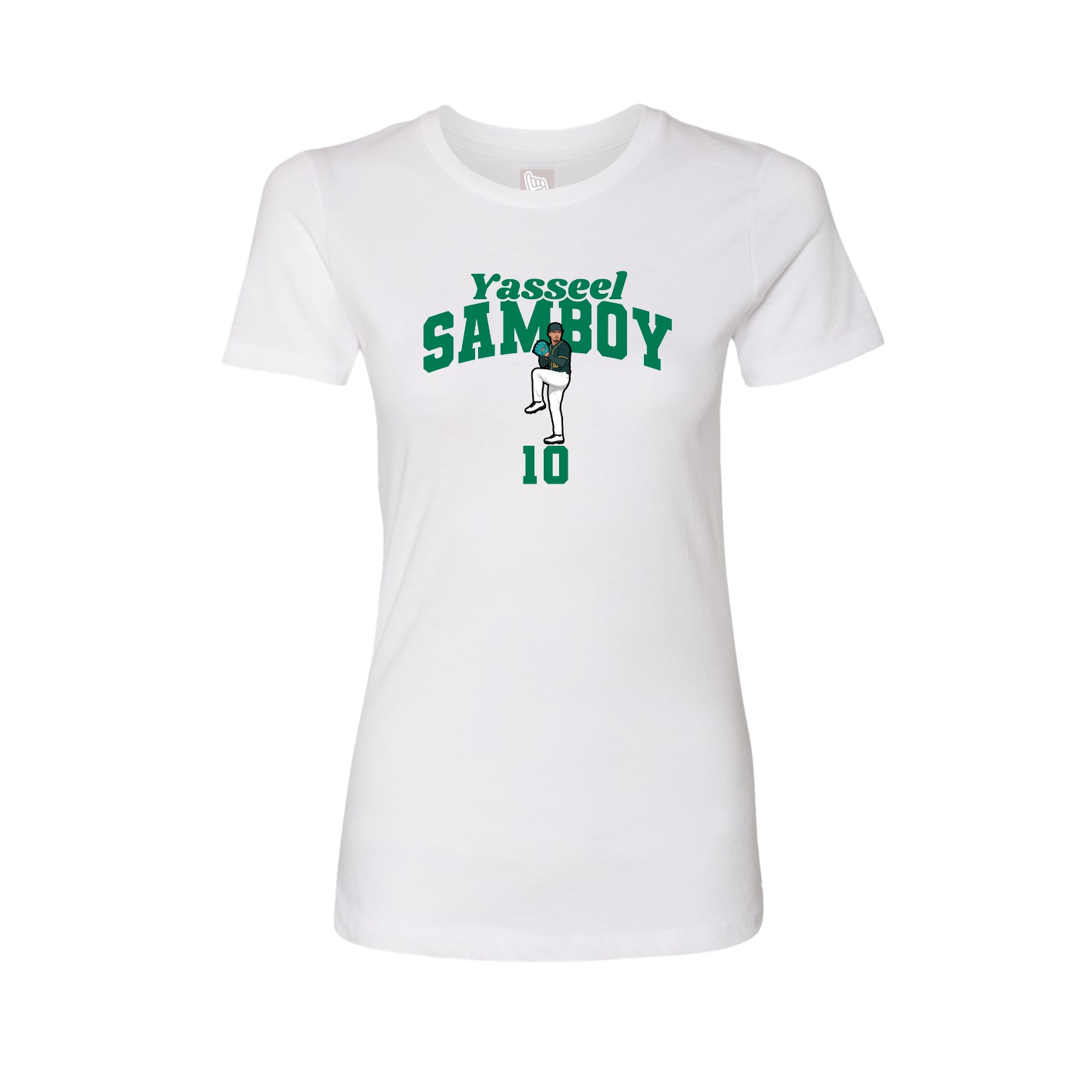Fitted Women's Tee — Signature Arch in White