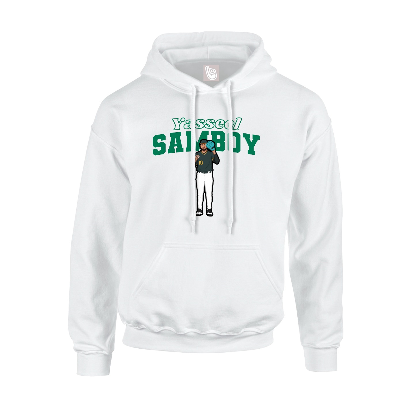 Youth Hoodie — Name Arch in White