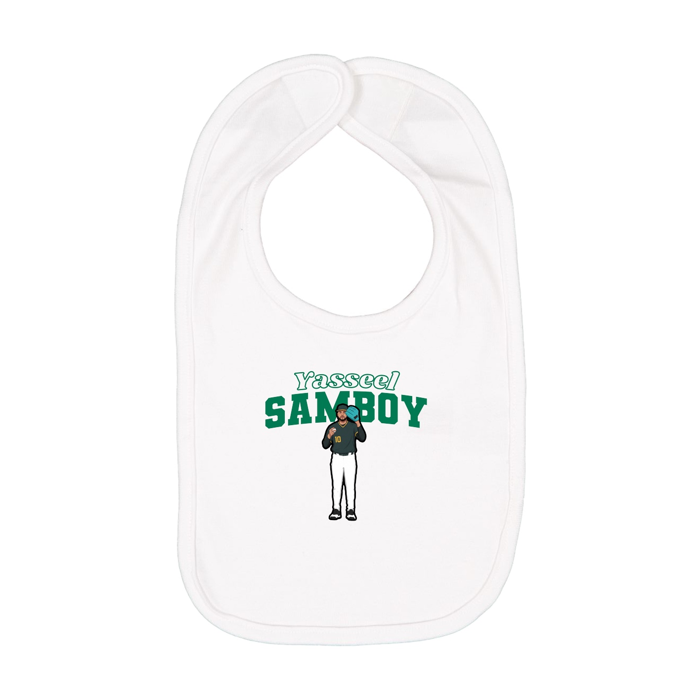 Infant Bib — Name Arch in White