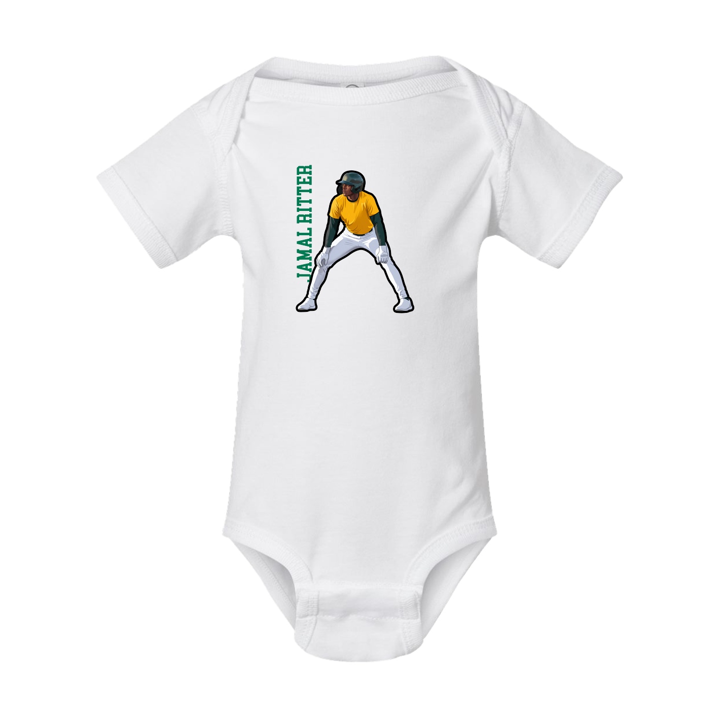 Baby Onesie — Name Vertical in White