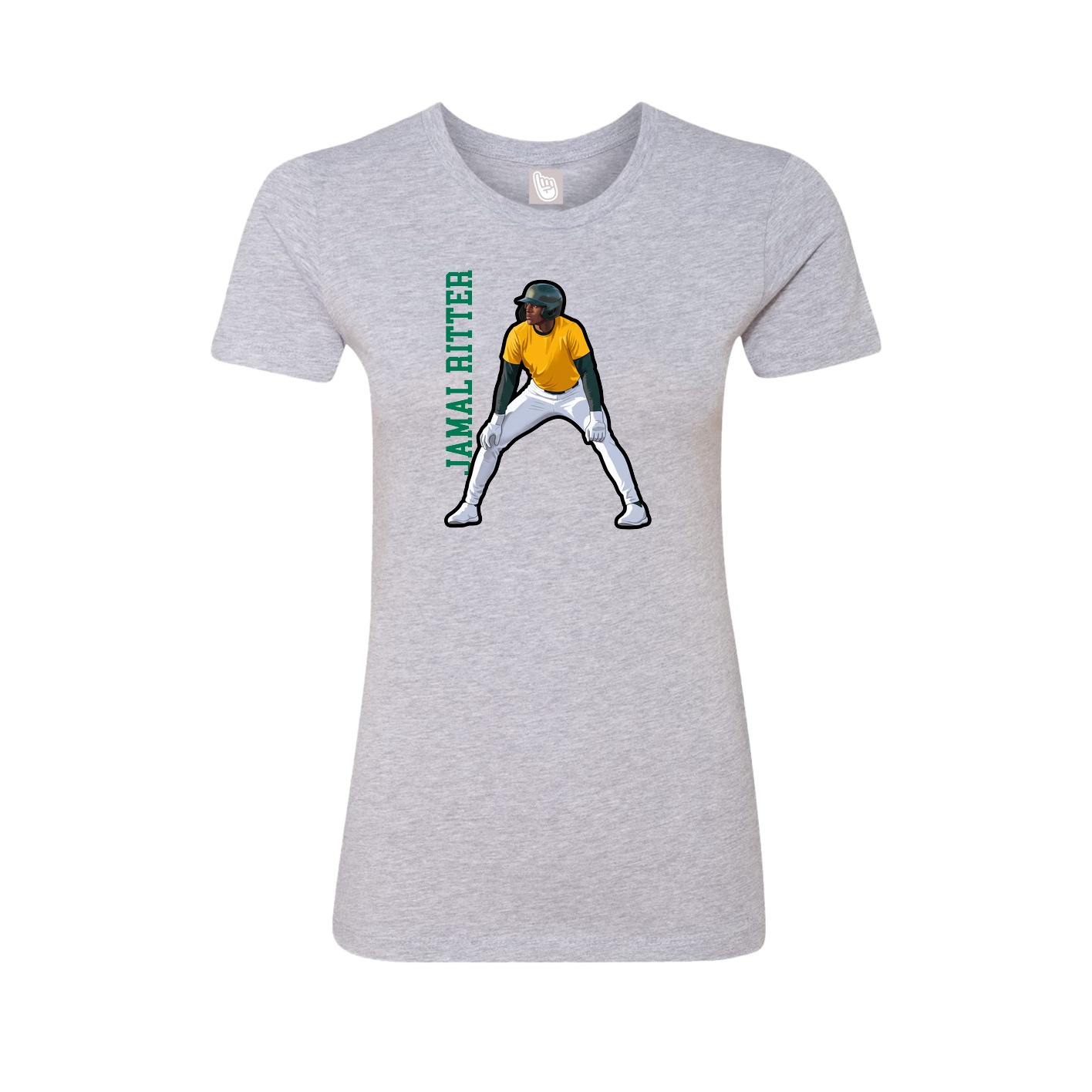 Fitted Women's Tee — Name Vertical in Grey