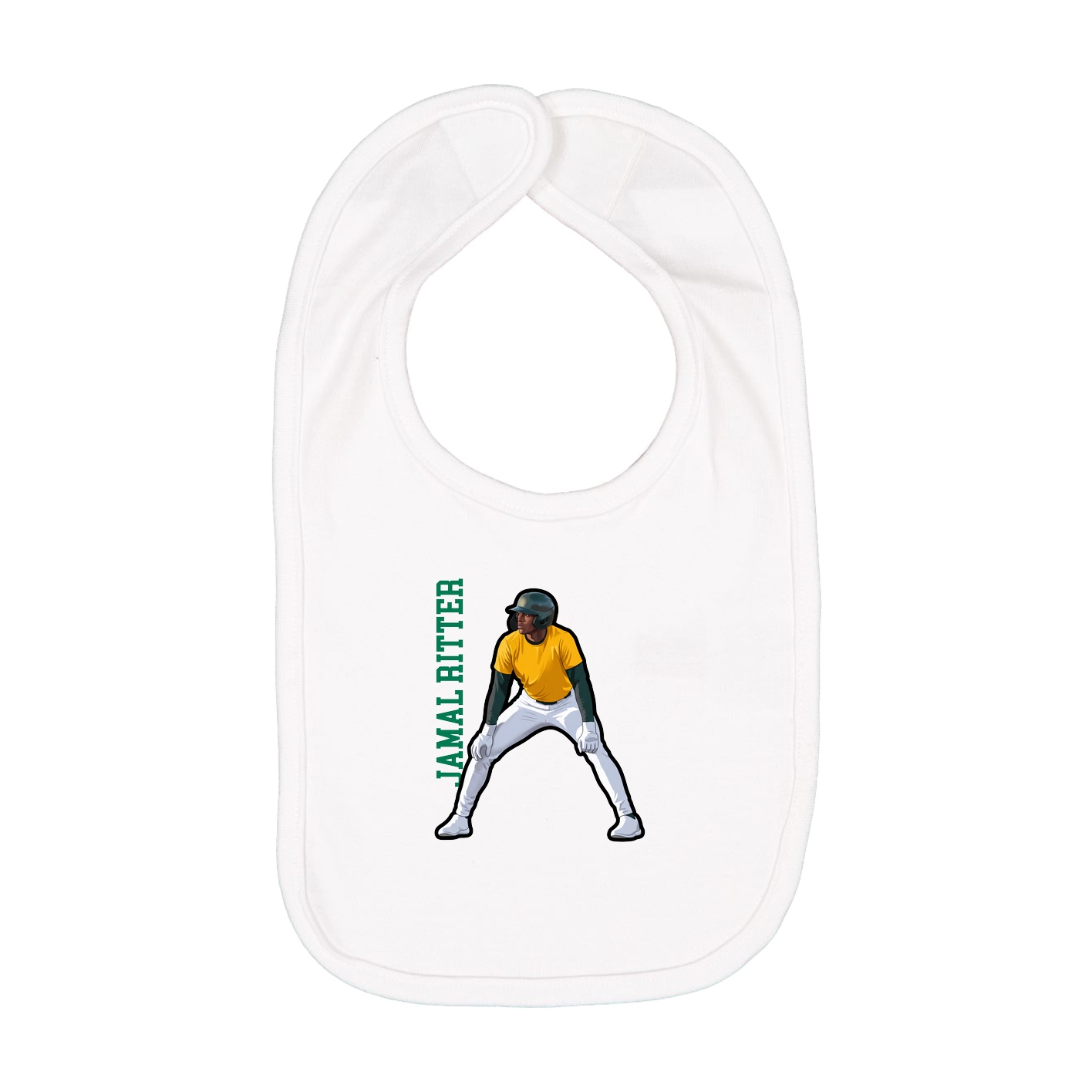 Infant Bib — Name Vertical in White