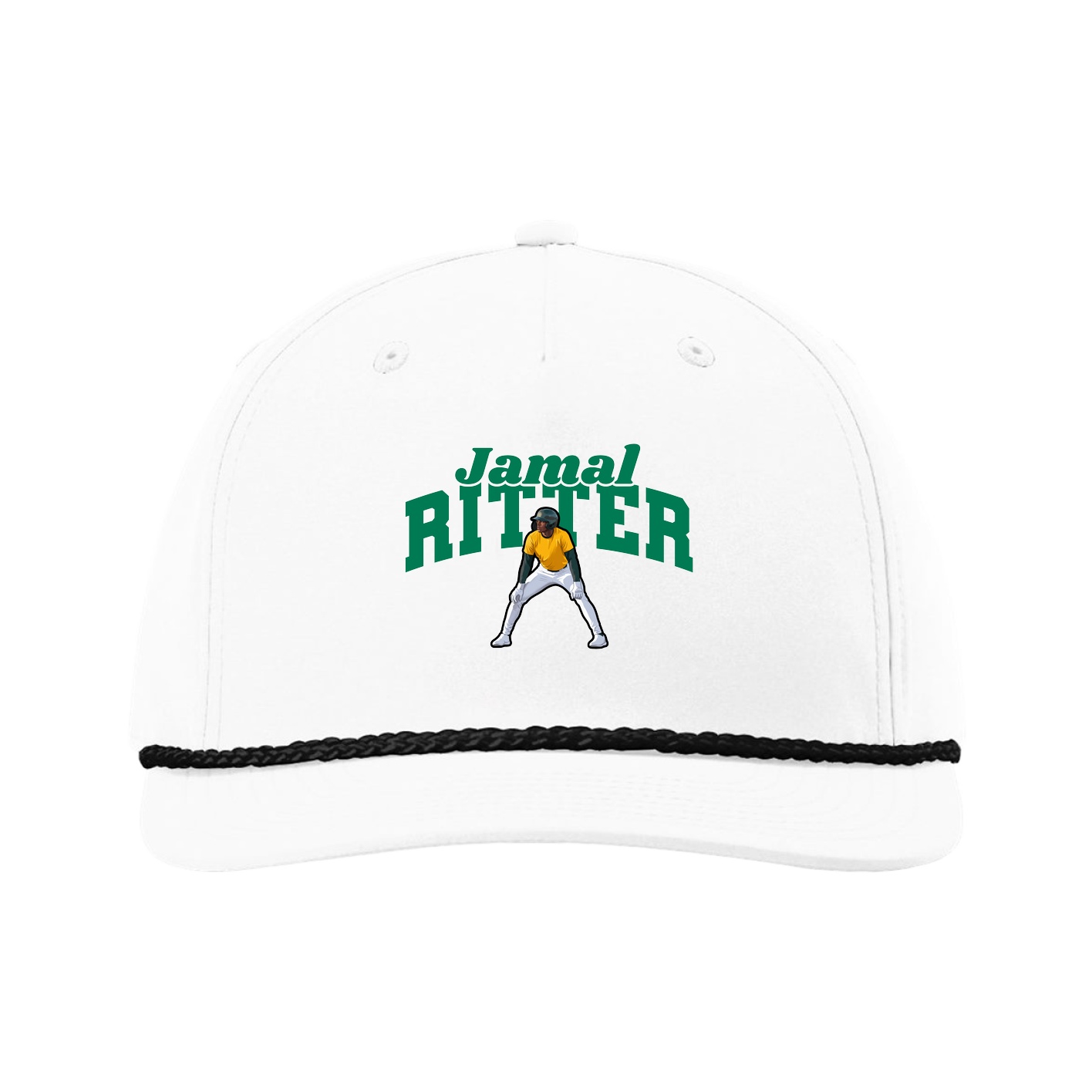 Five-Panel Classic Rope Cap — Signature Arch in White