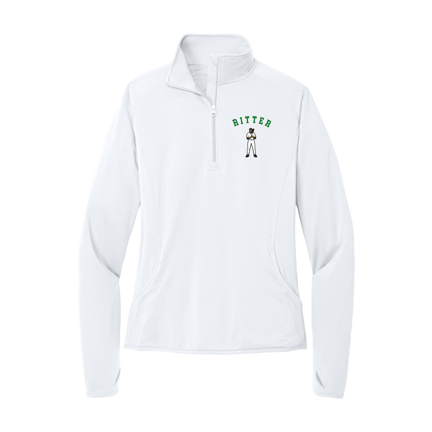 Women's Q-Zip Pullover — Shirsey Arch in White