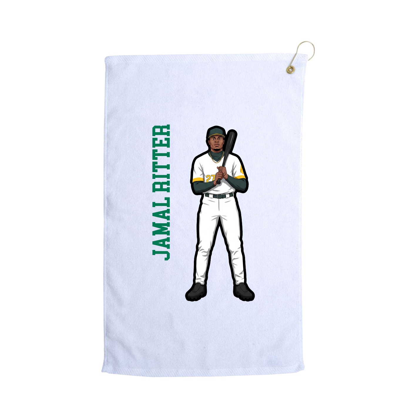 Golf Towel — Name Vertical in White