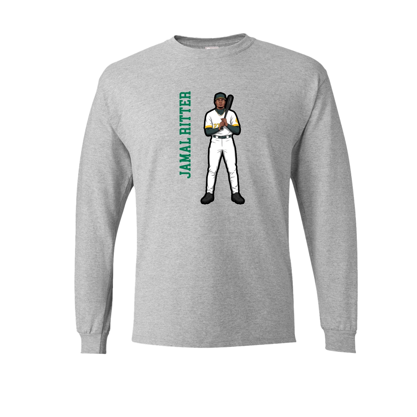 Long Sleeve Tee — Name Vertical in Grey