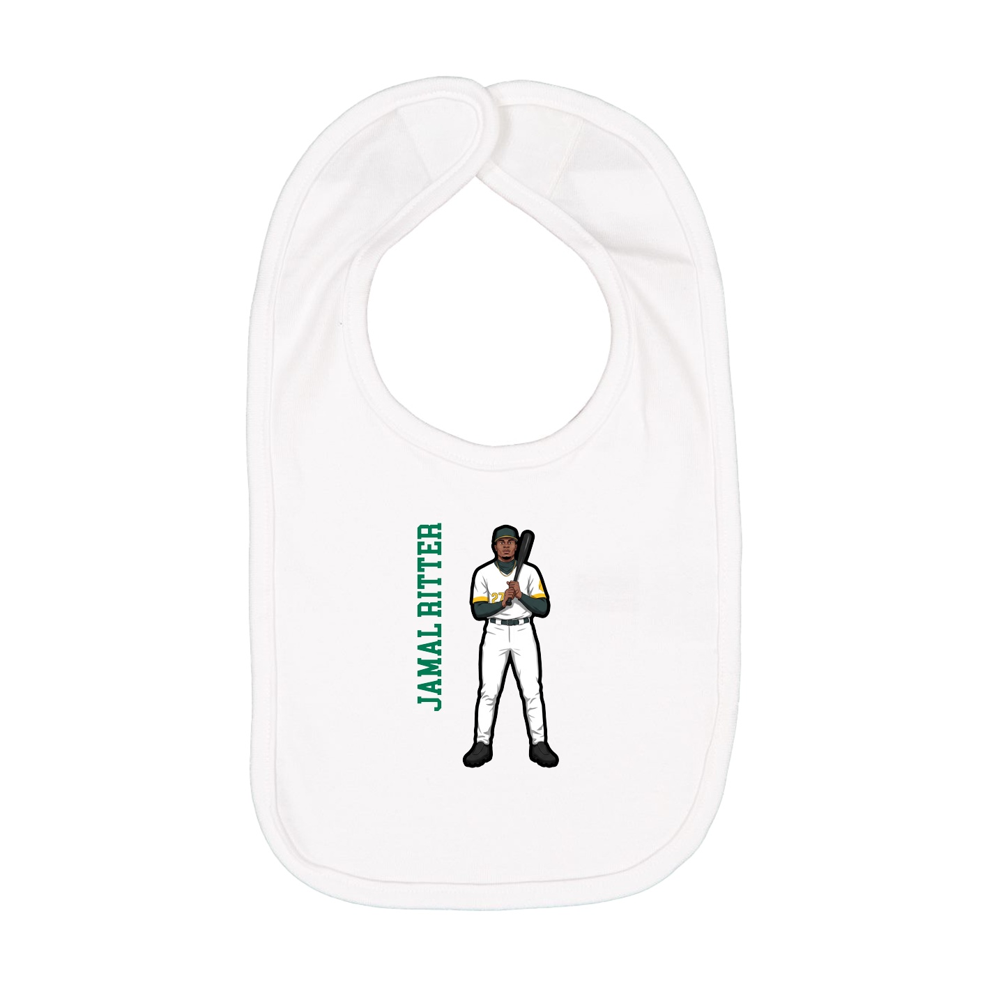 Infant Bib — Name Vertical in White