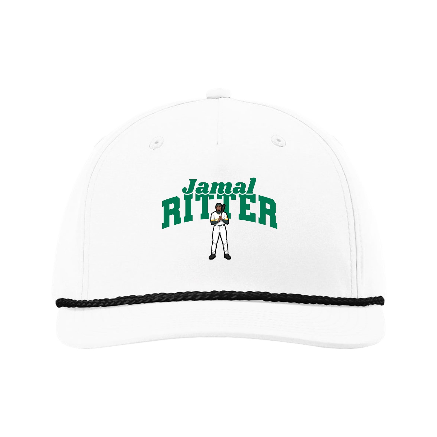 Five-Panel Classic Rope Cap — Signature Arch in White