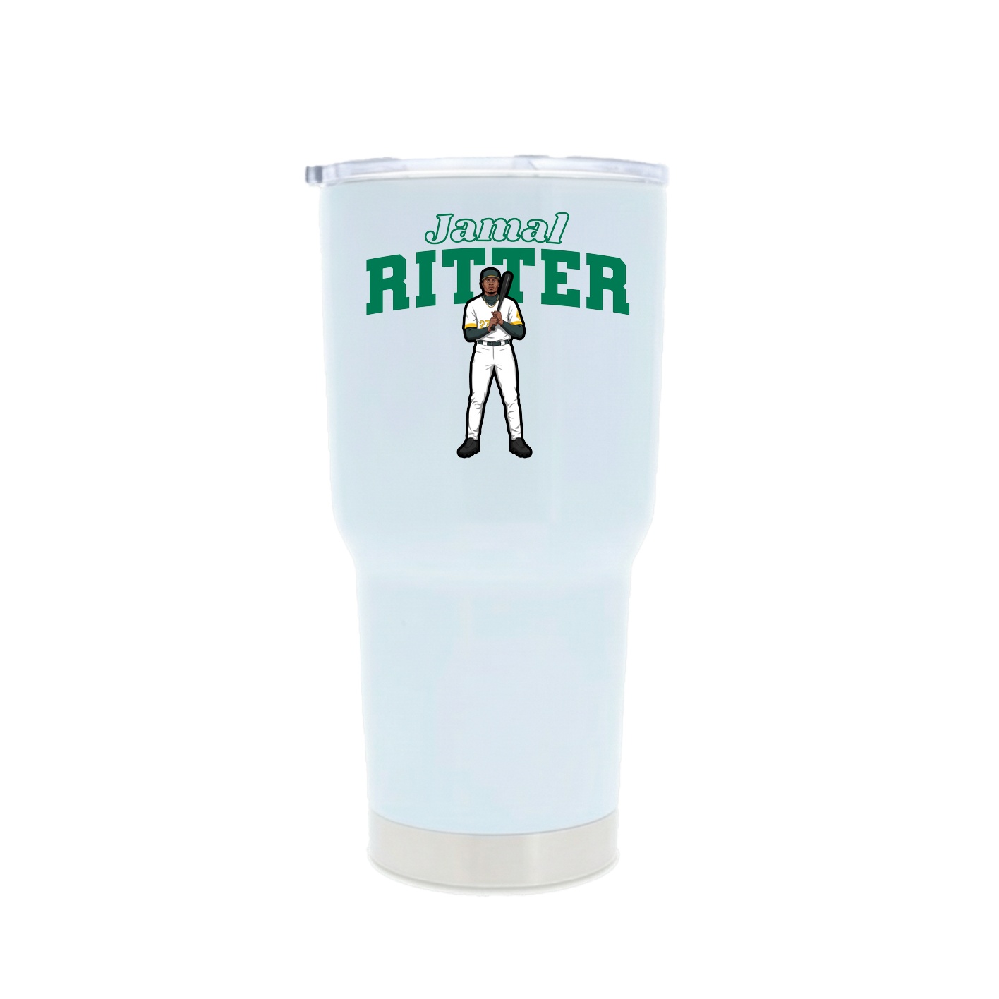30oz Stainless Steel Tumbler — Name Arch in White
