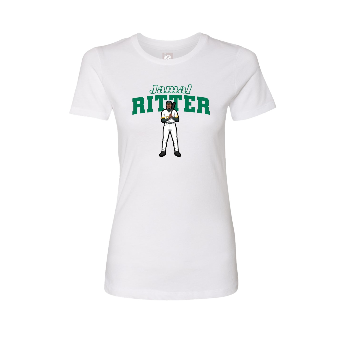 Fitted Women's Tee — Name Arch in White