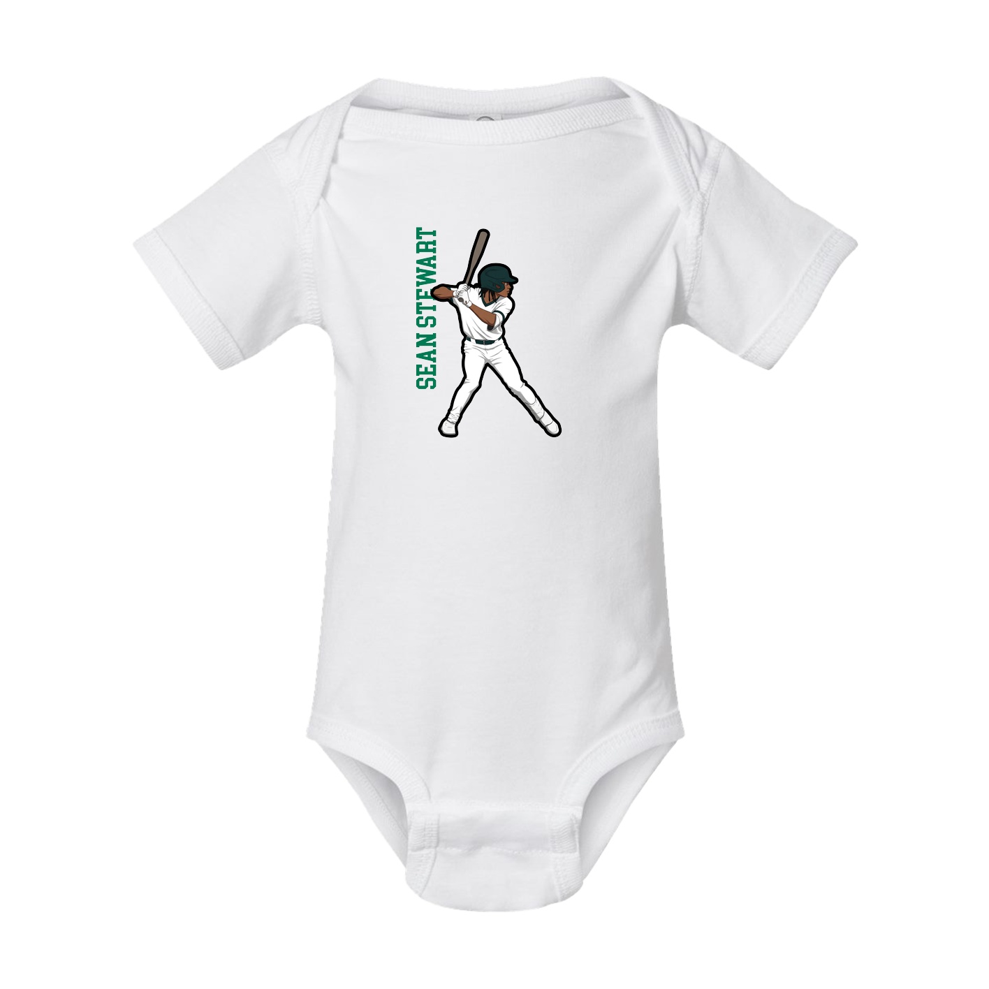 Baby Onesie — Name Vertical in White