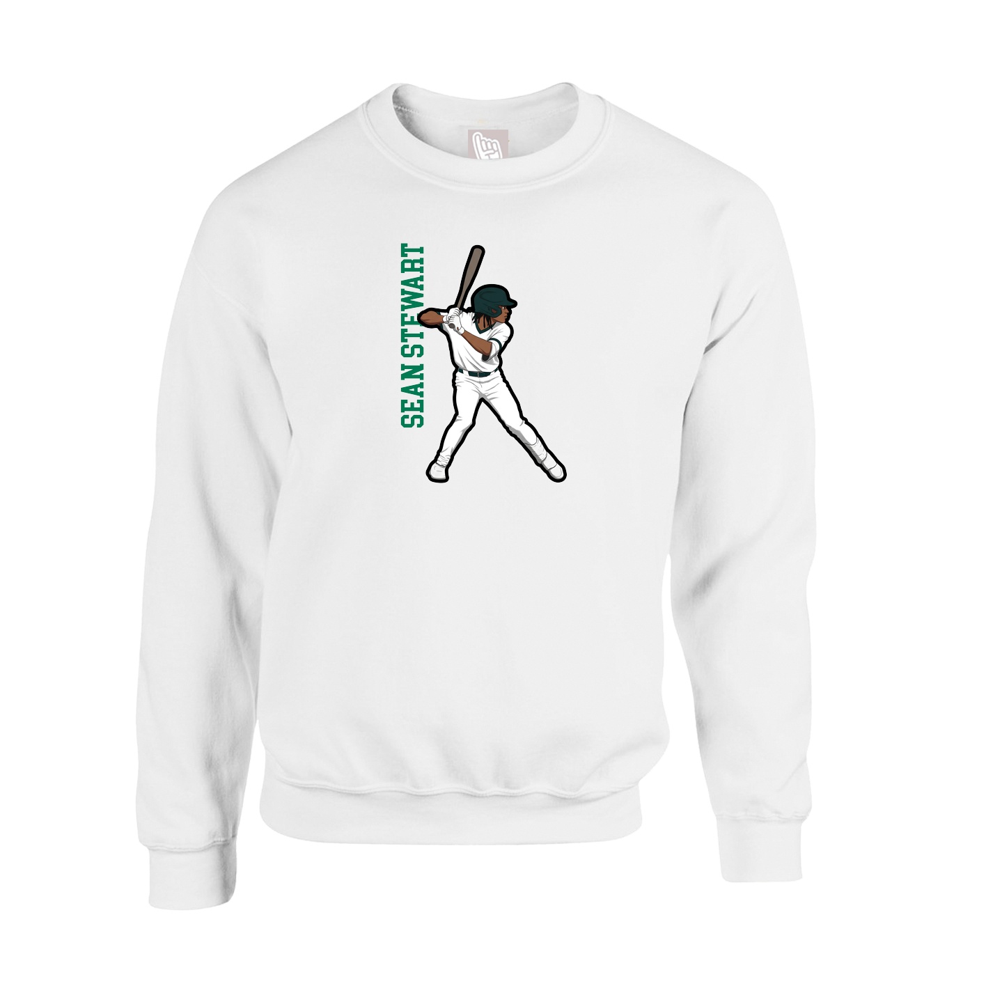 Fleece Crew — Name Vertical in White