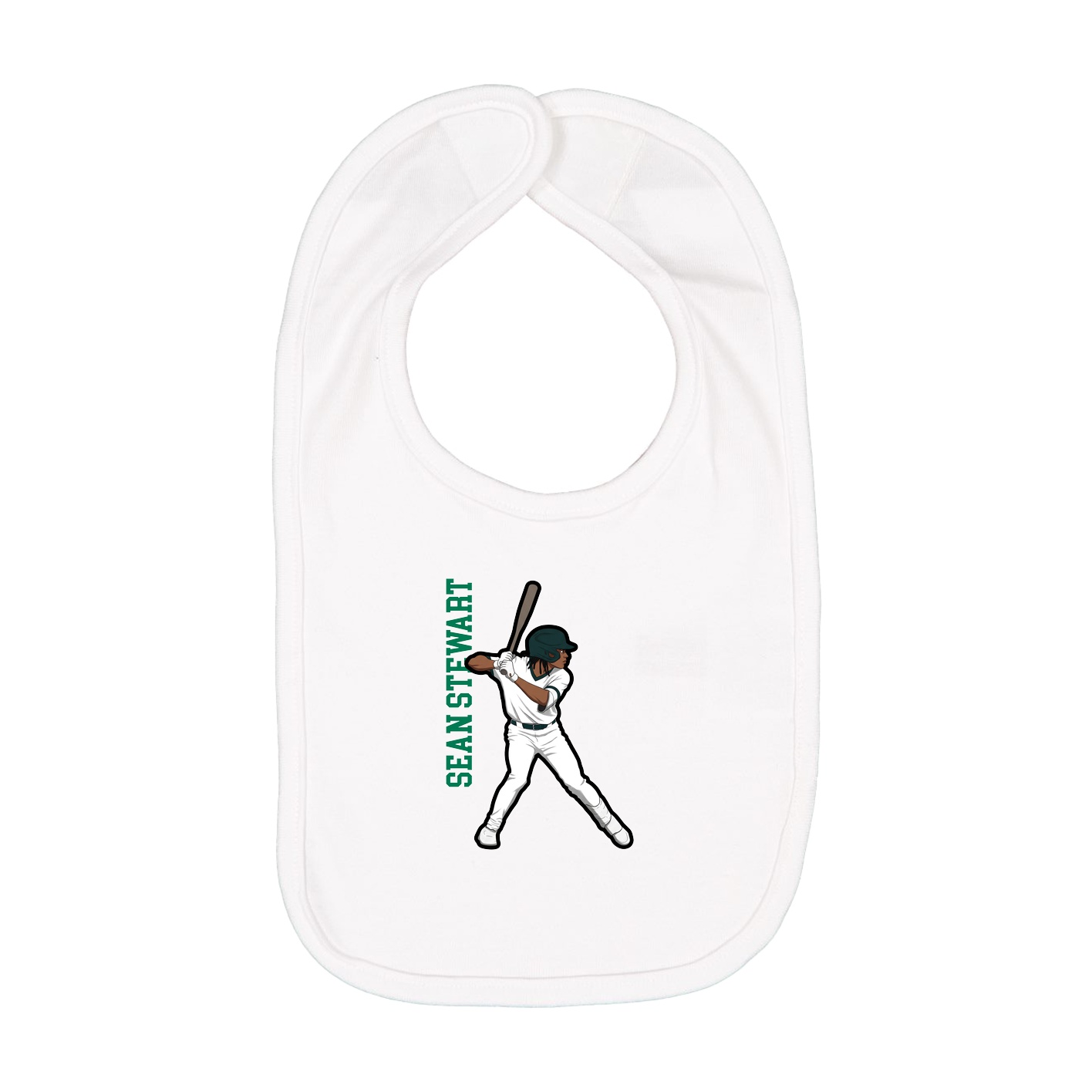 Infant Bib — Name Vertical in White