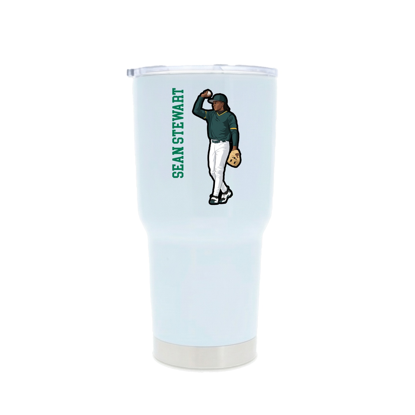 30oz Stainless Steel Tumbler — Name Vertical in White